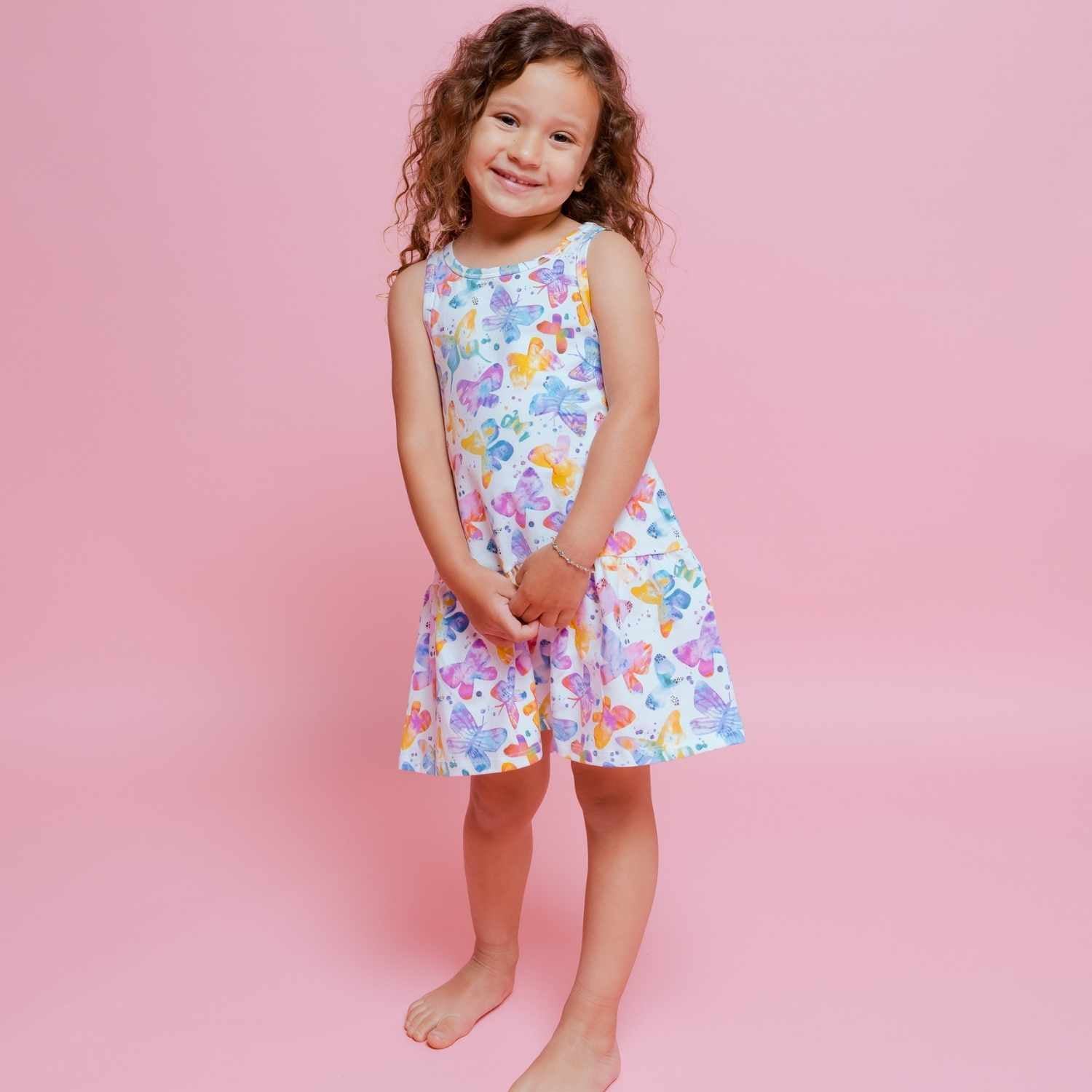 Butterflies Drop Waist Dress with Biker Shorts Baby & Toddler Norani Baby   