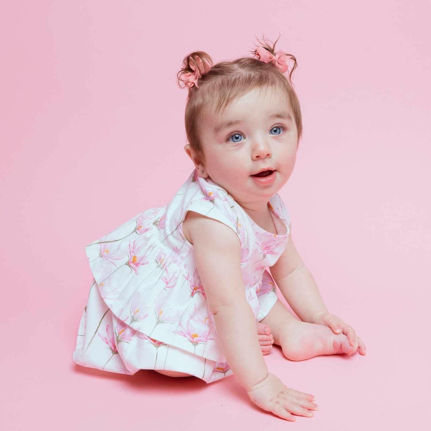 Pink Petals Layered Dress with Bloomers Baby & Toddler Norani Baby   