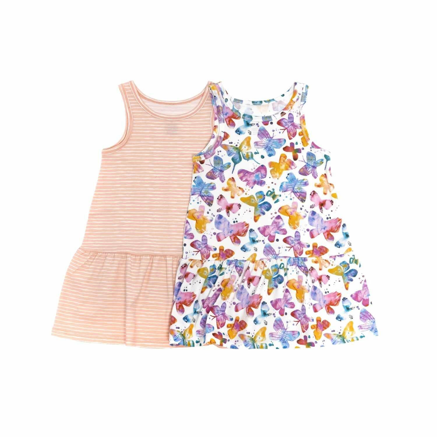 Pink Stripes Drop Waist Dress with Biker Shorts Baby & Toddler Norani Baby   
