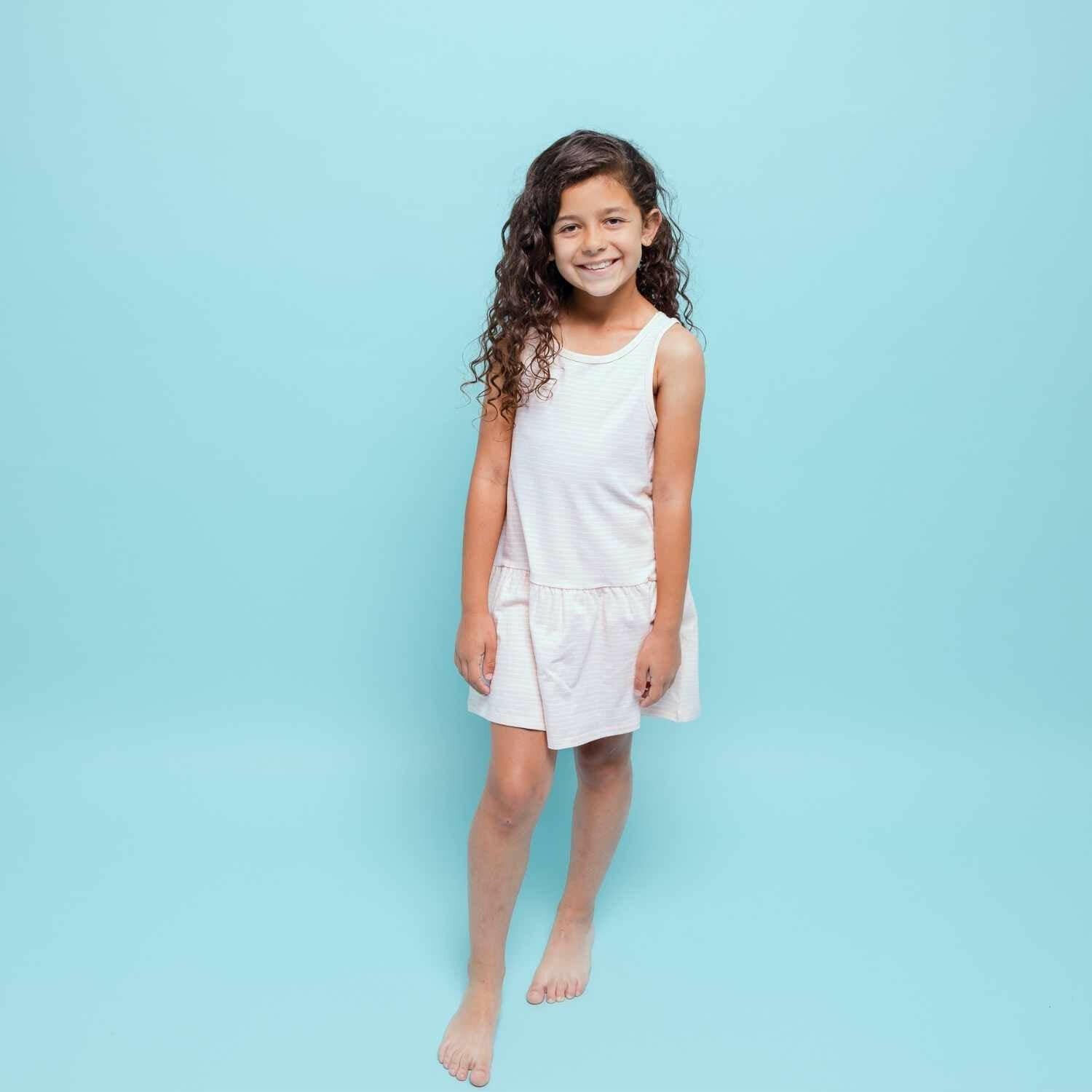 Pink Stripes Drop Waist Dress with Biker Shorts Baby & Toddler Norani Baby   