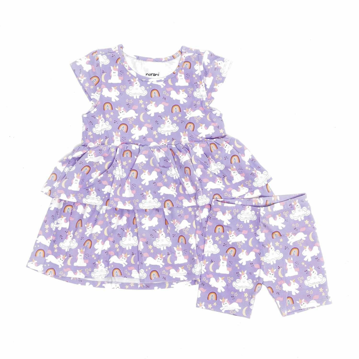 Unicorn Layered Dress with Biker Shorts Baby & Toddler Norani Baby   