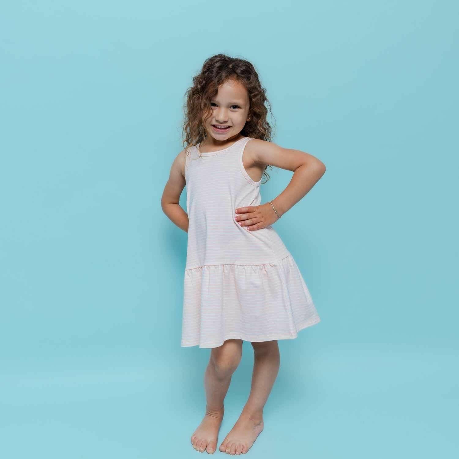 Pink Stripes Drop Waist Dress with Biker Shorts Baby & Toddler Norani Baby   
