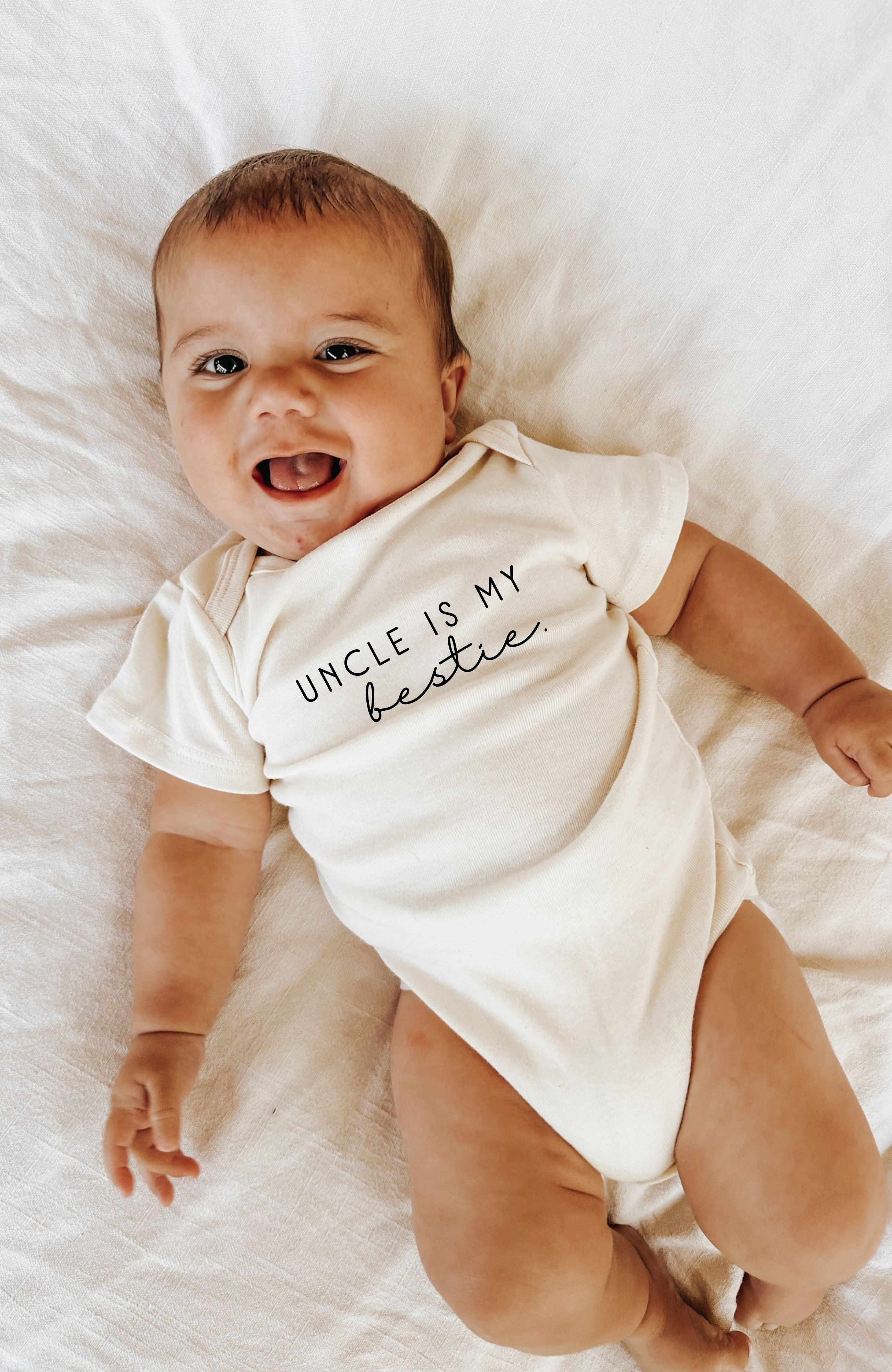 2 Pack - Auntie is my Bestie + Uncle is my Bestie Organic Cotton Baby Bodysuits