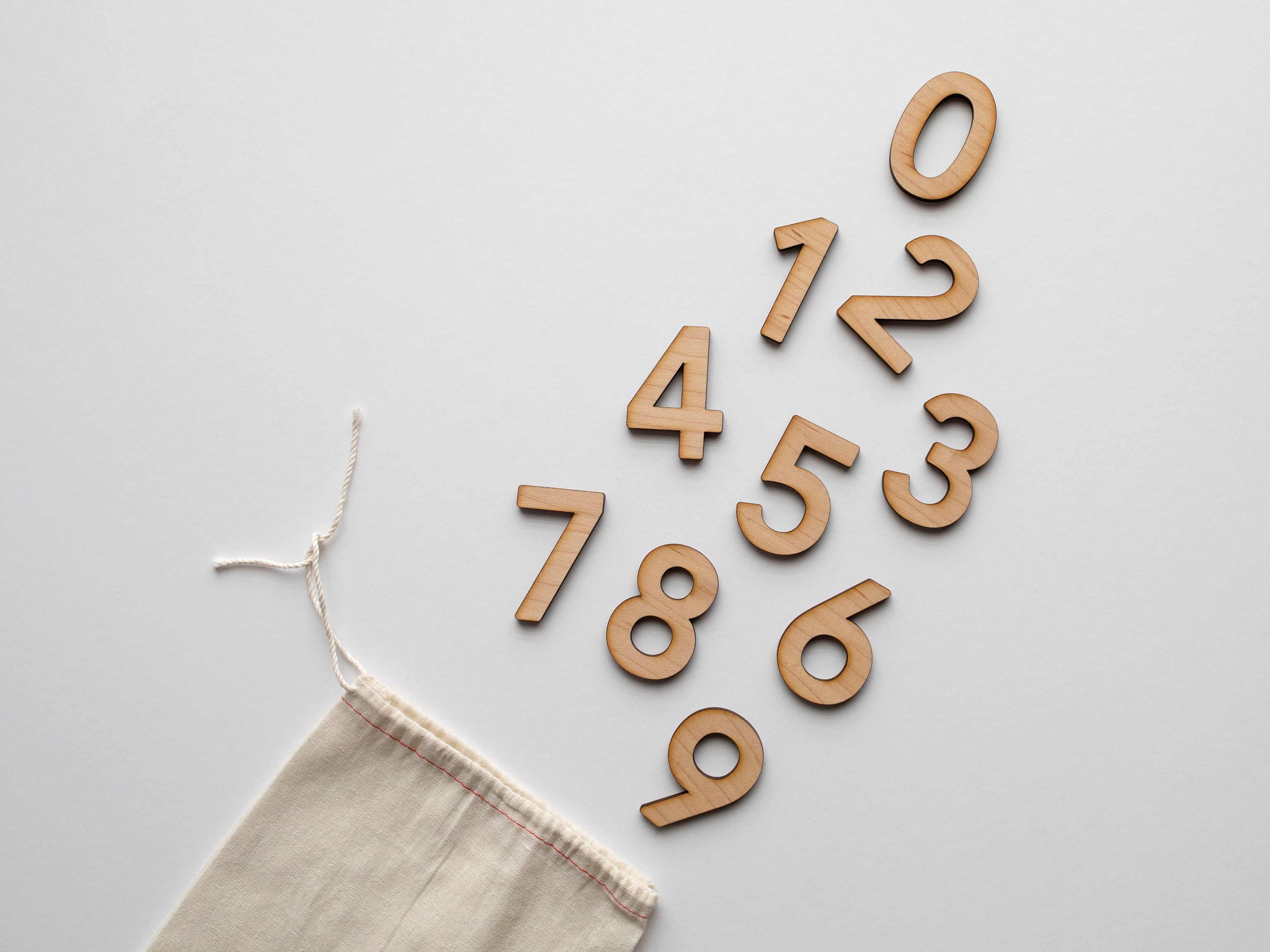 Wooden Number Set • Wood Numerals & Math Symbols in Maple