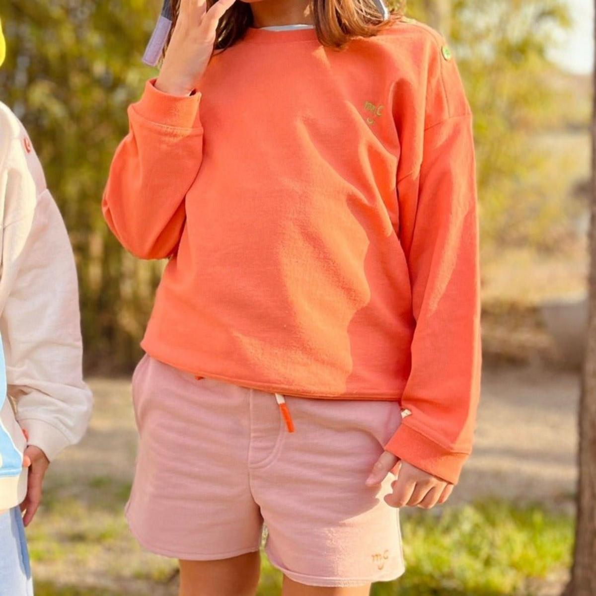 Recycled Cotton Coral Kid Sweatshirt - Coral