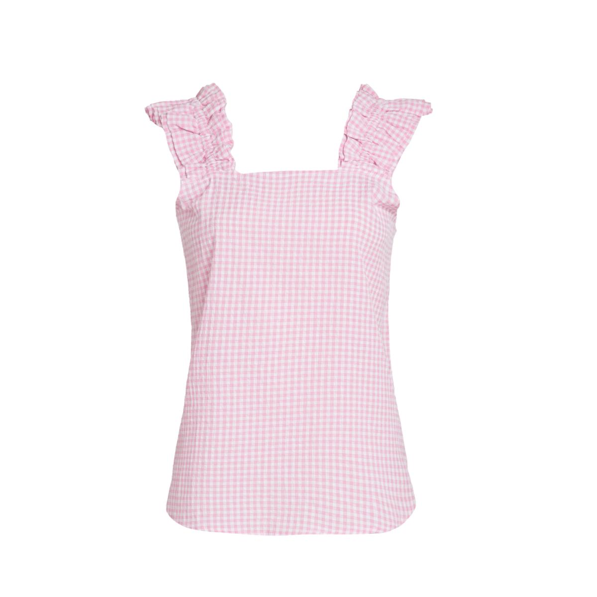 Caroline Ruffle Sleeveless Top - Pink Peony
