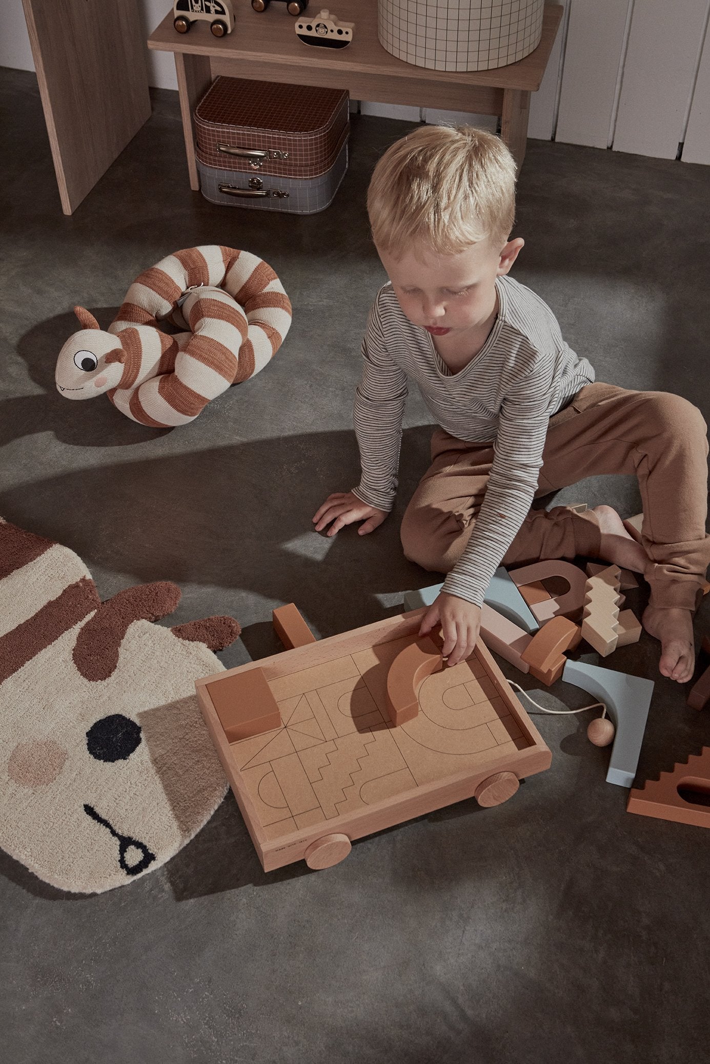 Wooden Rainbow Wagon With Blocks  OYOY   