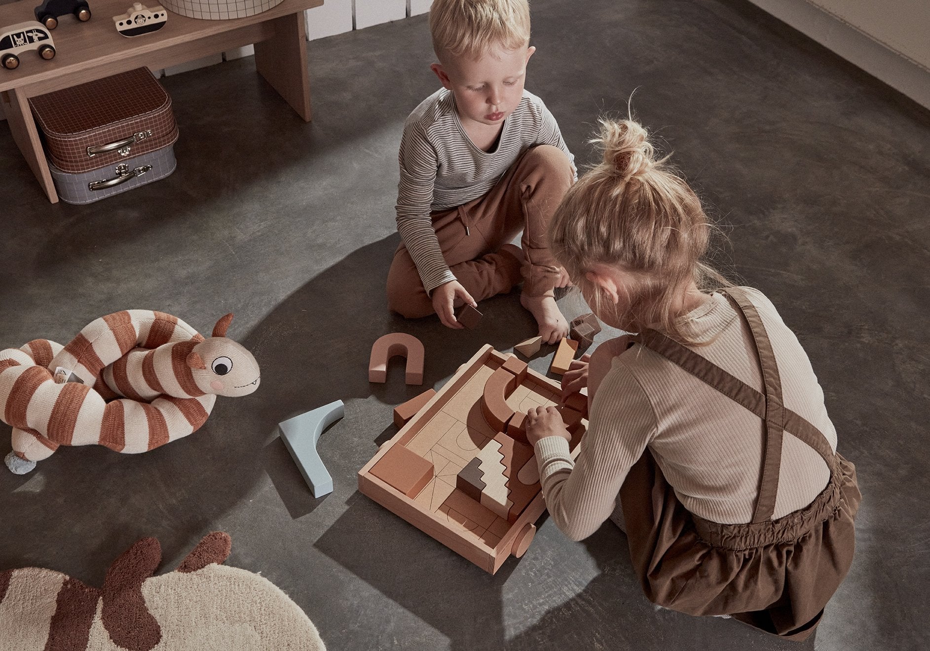 Wooden Rainbow Wagon With Blocks  OYOY   