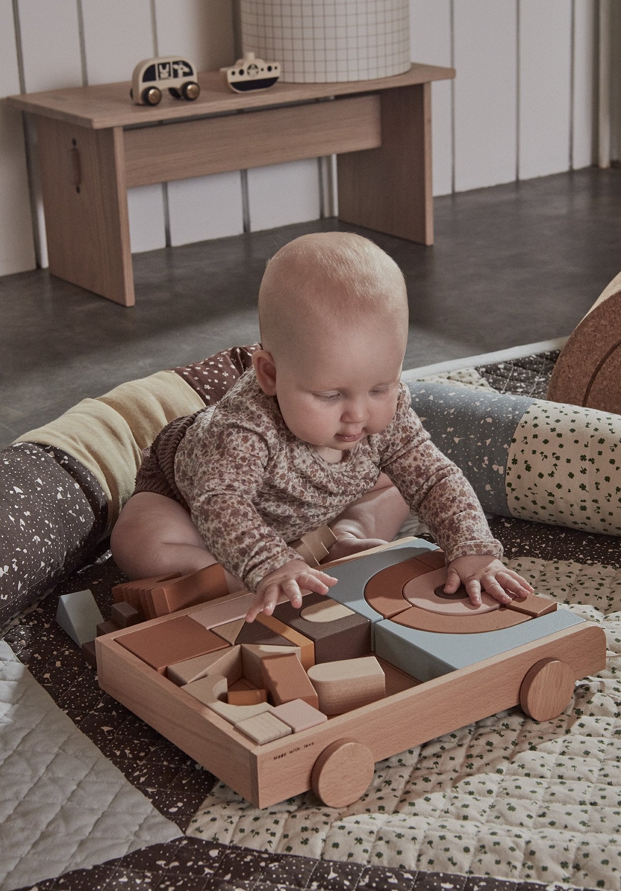 Wooden Rainbow Wagon With Blocks  OYOY   