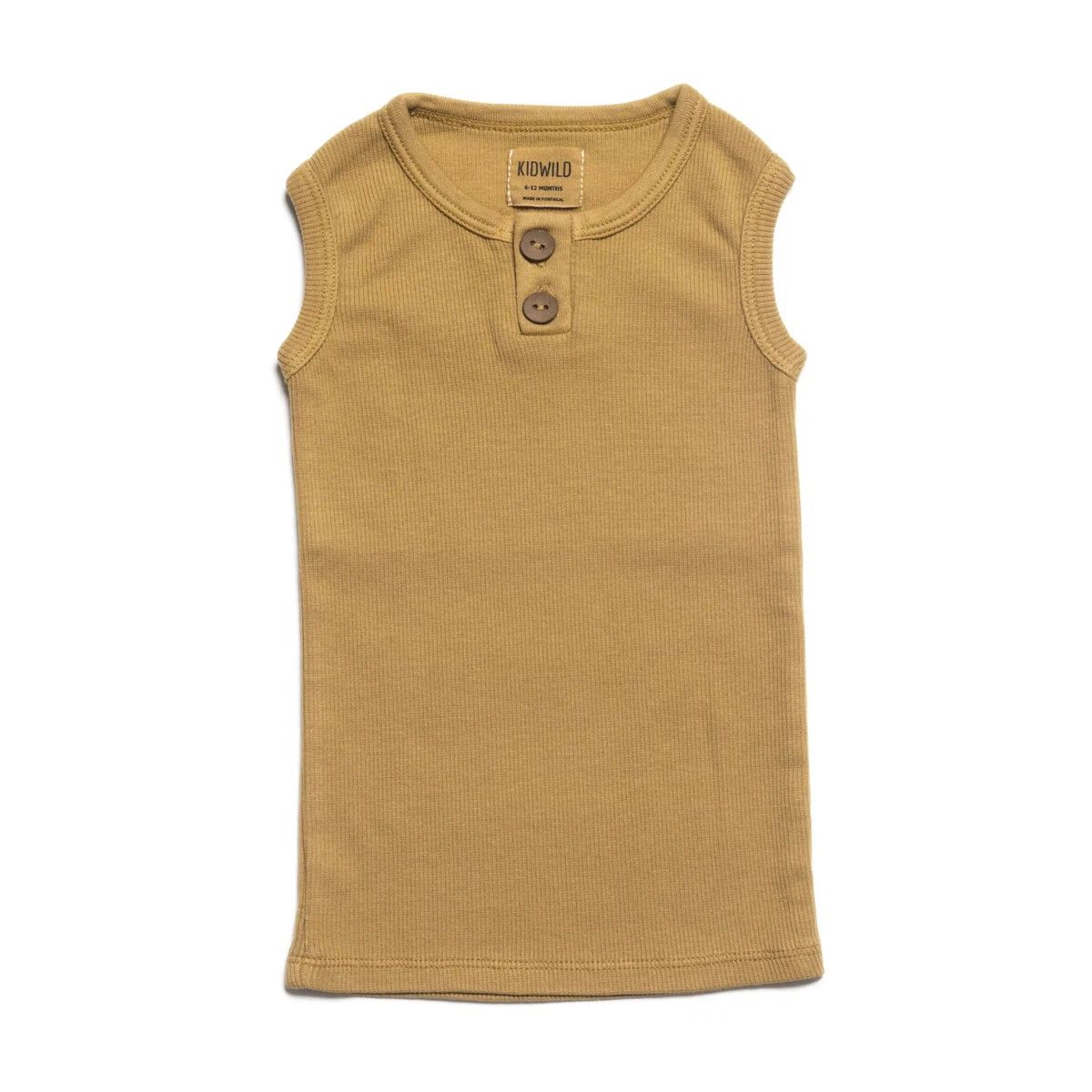 Organic Vintage Henley Tank - Ochre