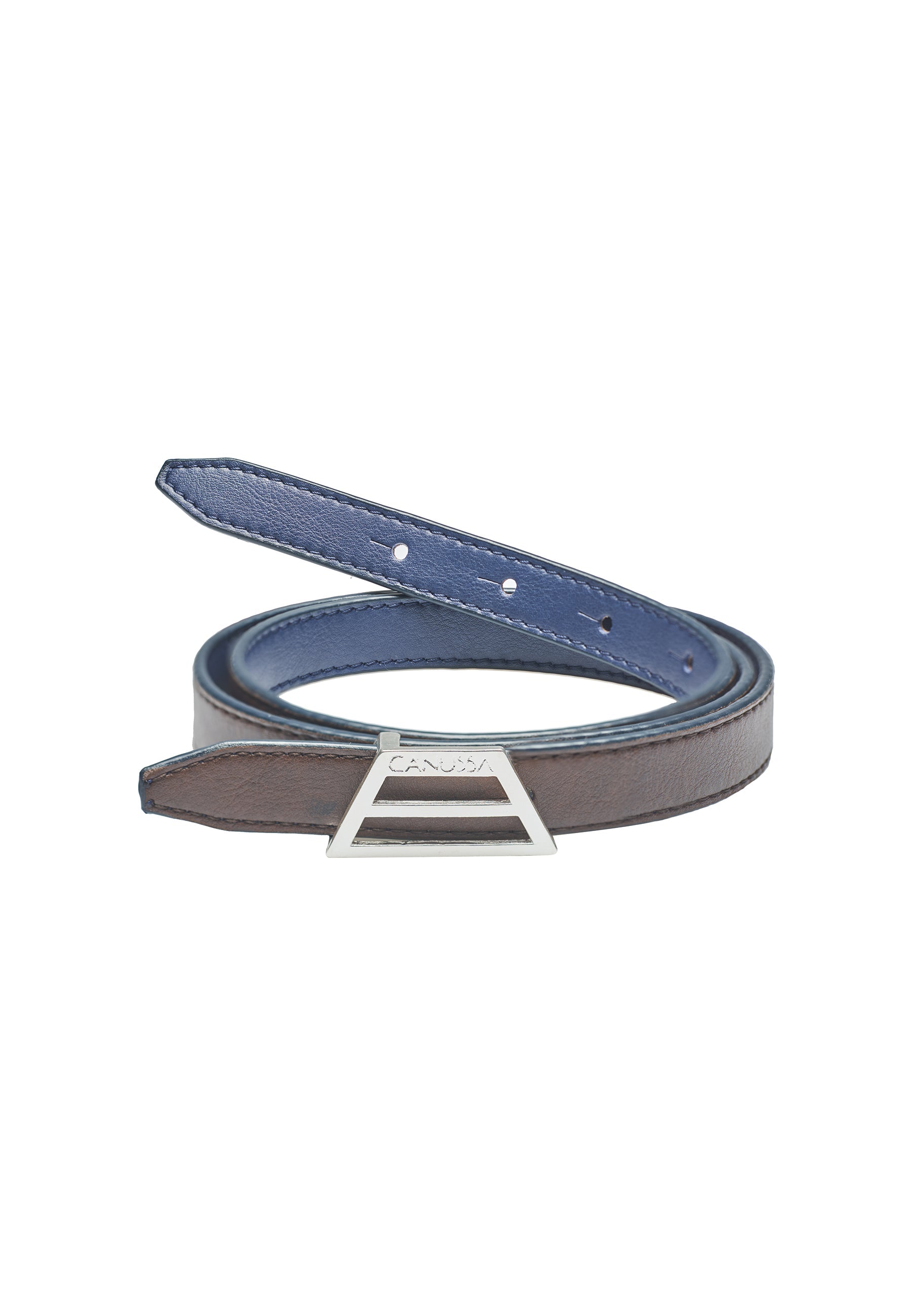 Reverse reversible belt - Blue/Brown