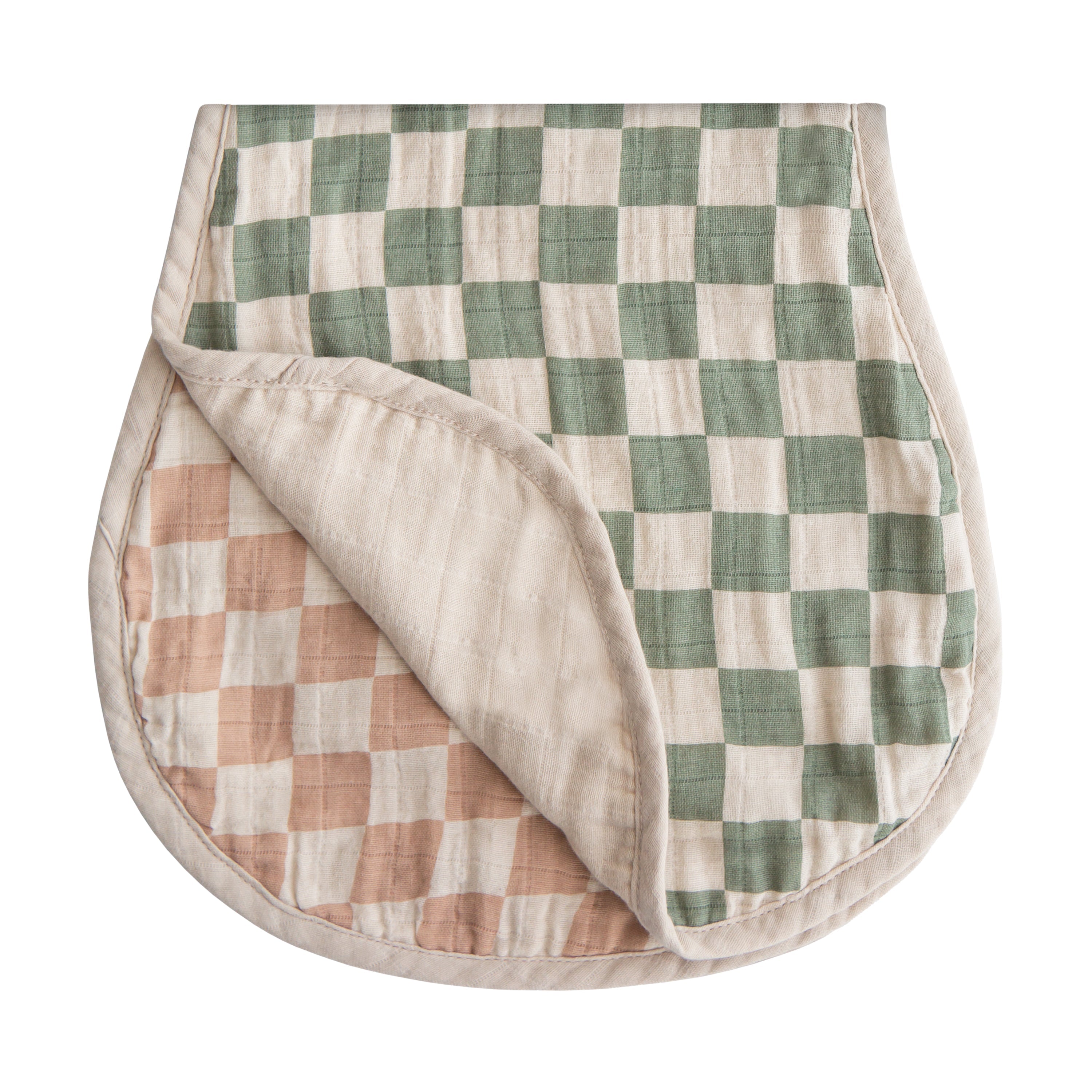 Organic Cotton Muslin Burp Cloth 2-Pack burp cloth Mushie Olive Check/Natural Check  