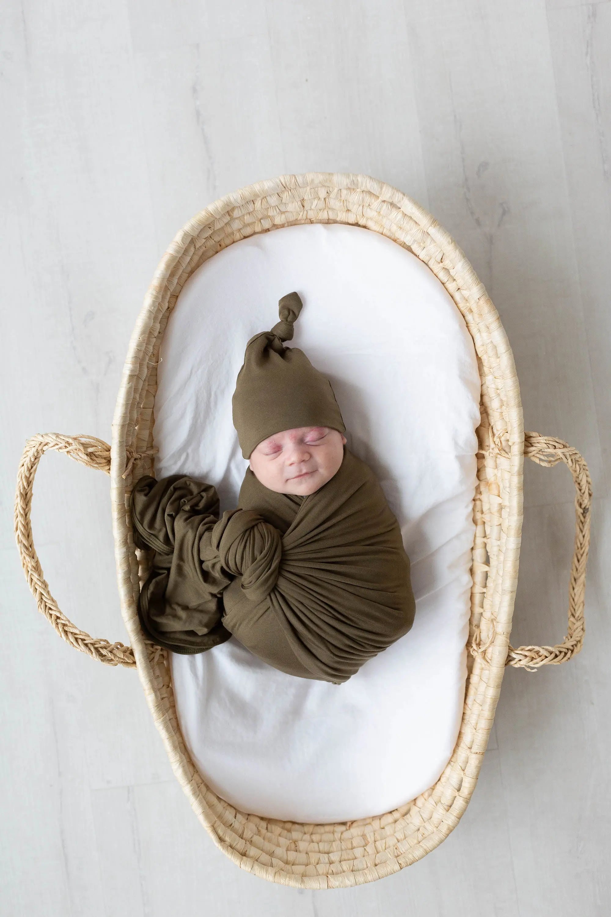 Swaddle Blanket and Hat Set - Olive Green Newborn Swaddle