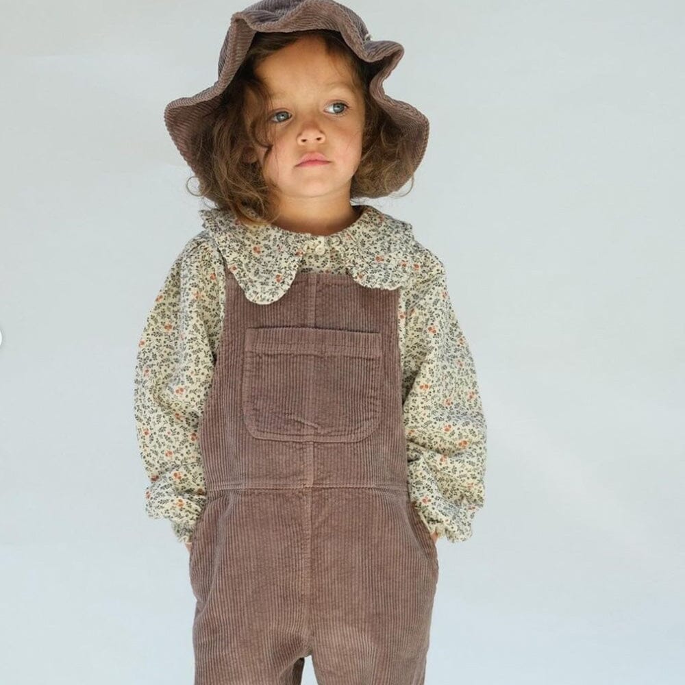 Organic Corduroy Kids Overalls - Taupe