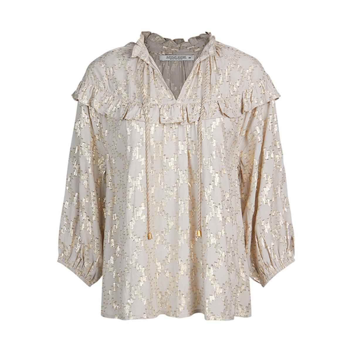 Top ruffle lurex jacquard - Beige
