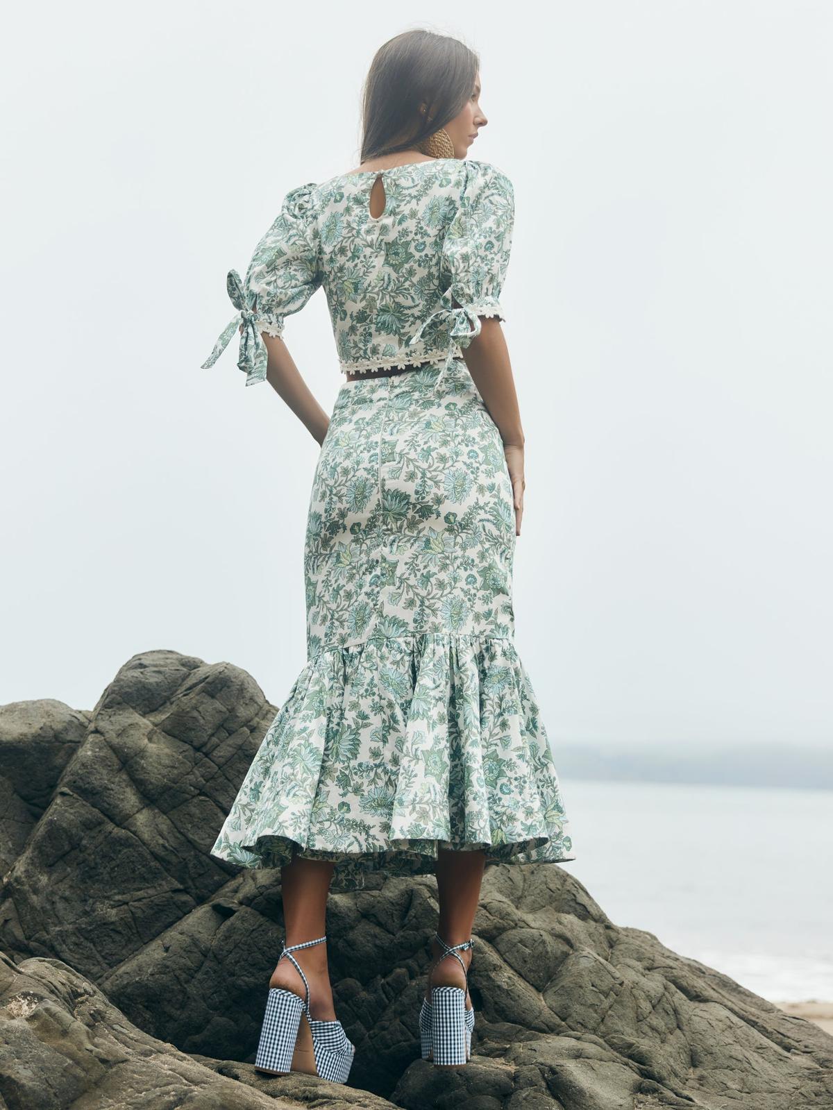 Patsy Pencil Skirt - Sweetgreen Floral