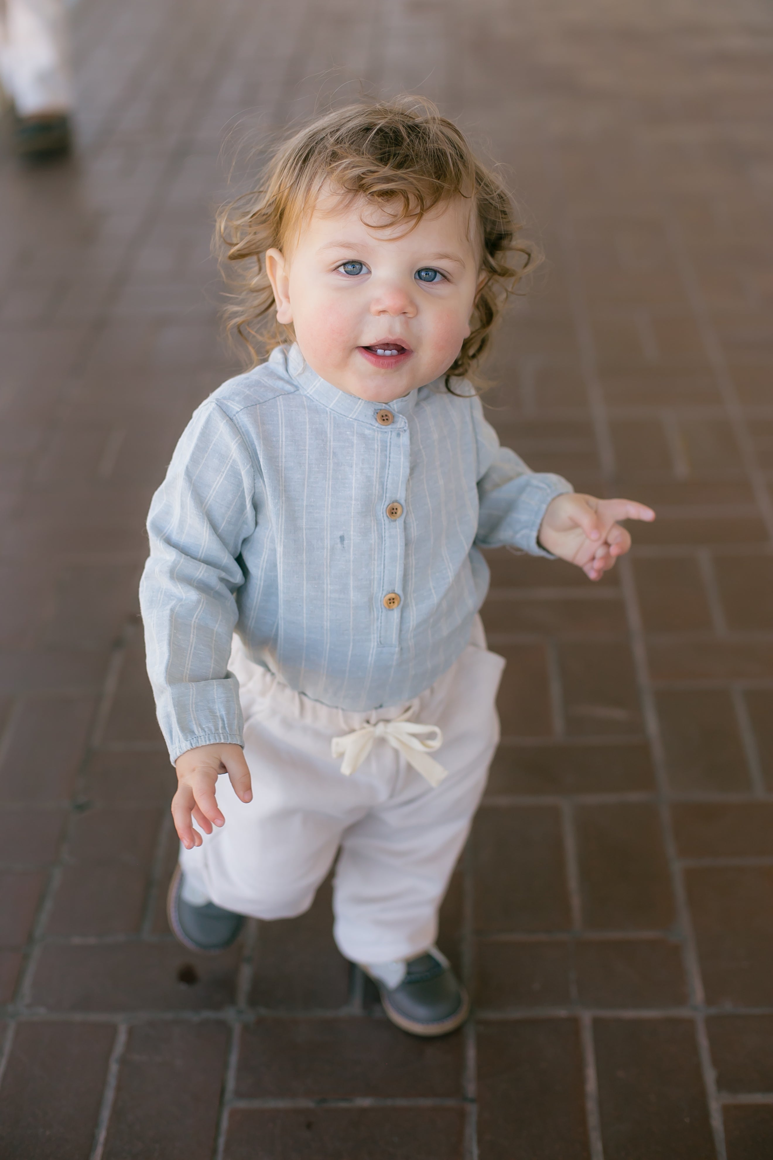 Baby Organic Brushed Cotton Twill Trousers - Oyster