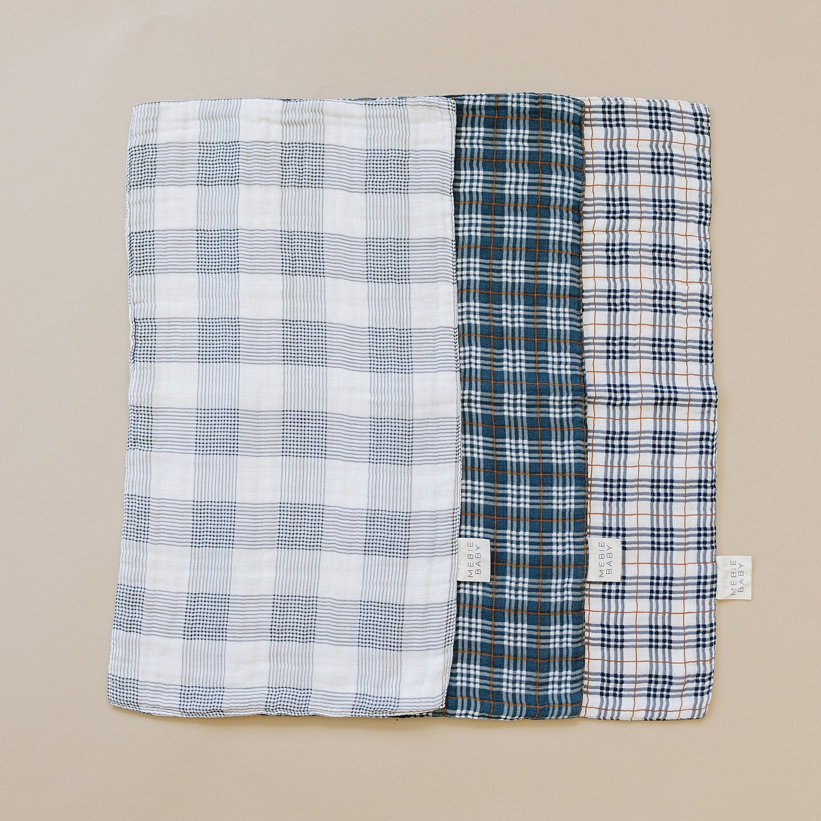 Coastal Plaid Muslin Burp Cloth