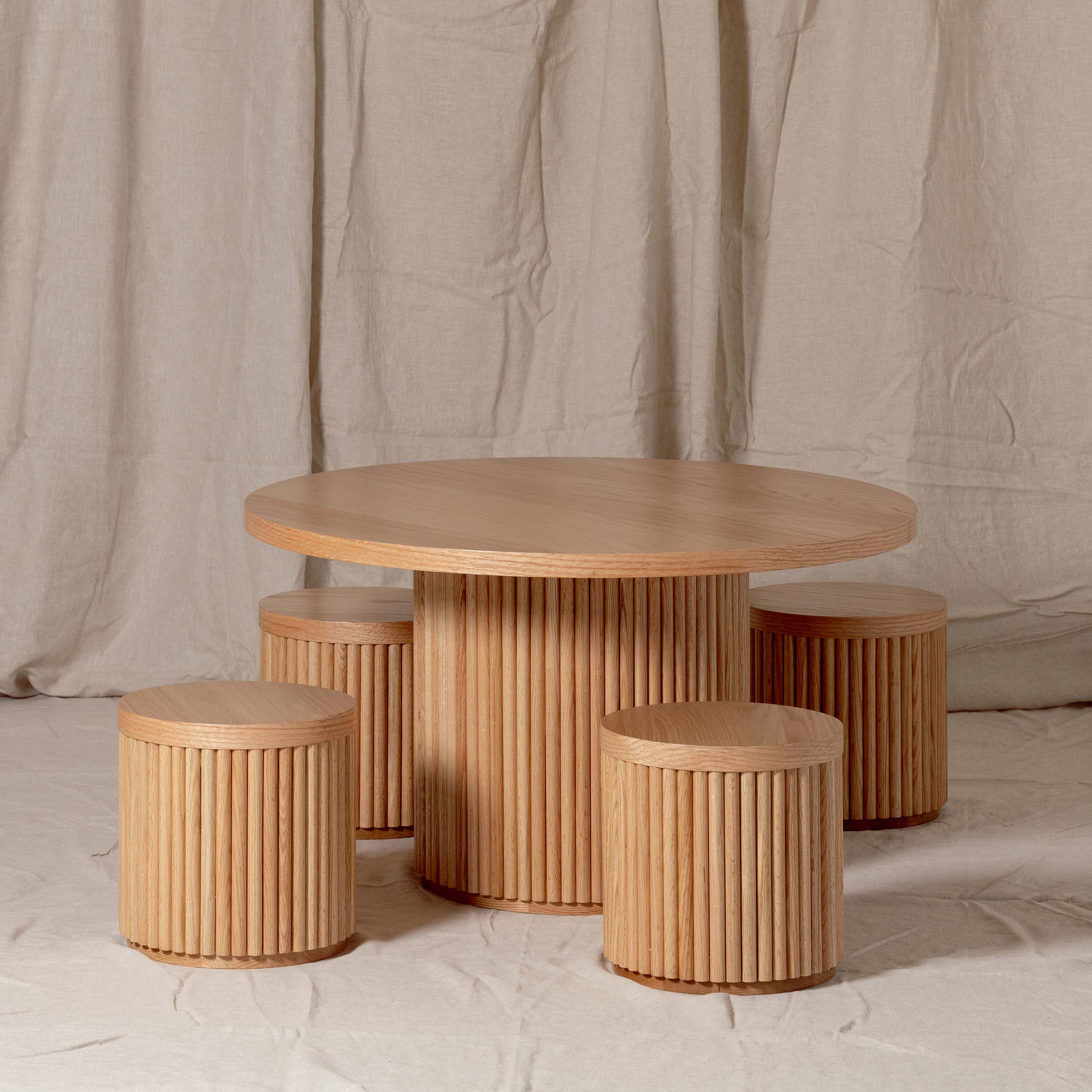 Fluted Round Stool