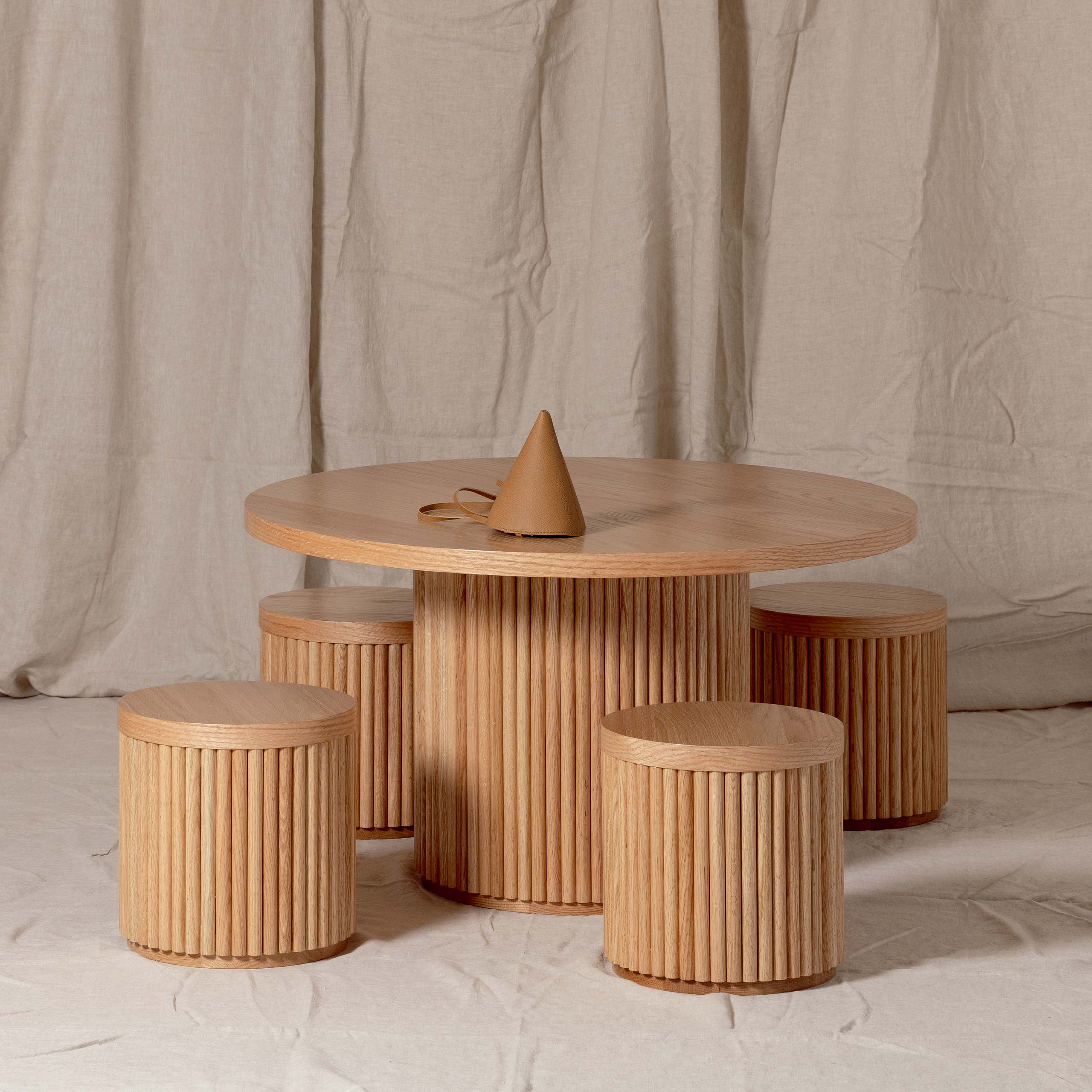 Fluted Round Stool