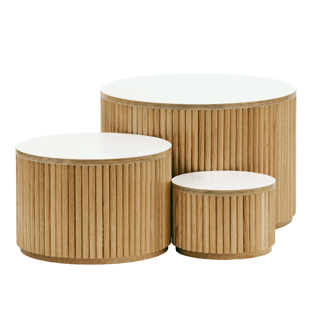 Nesting Fluted Tables - White