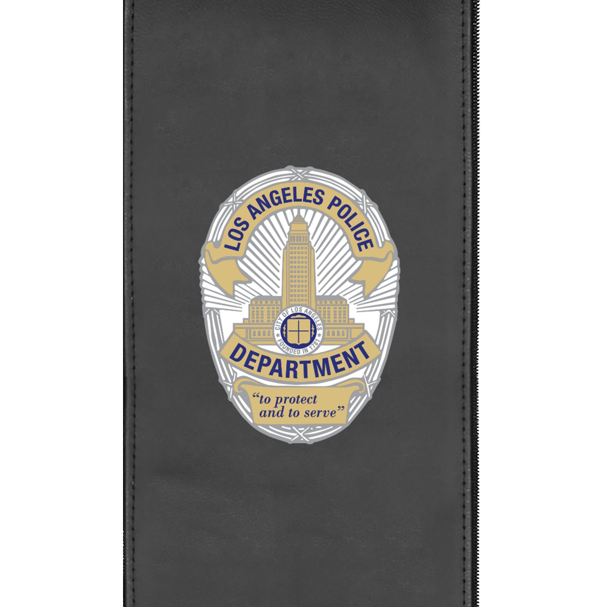 Silver Loveseat with LAPD Badge