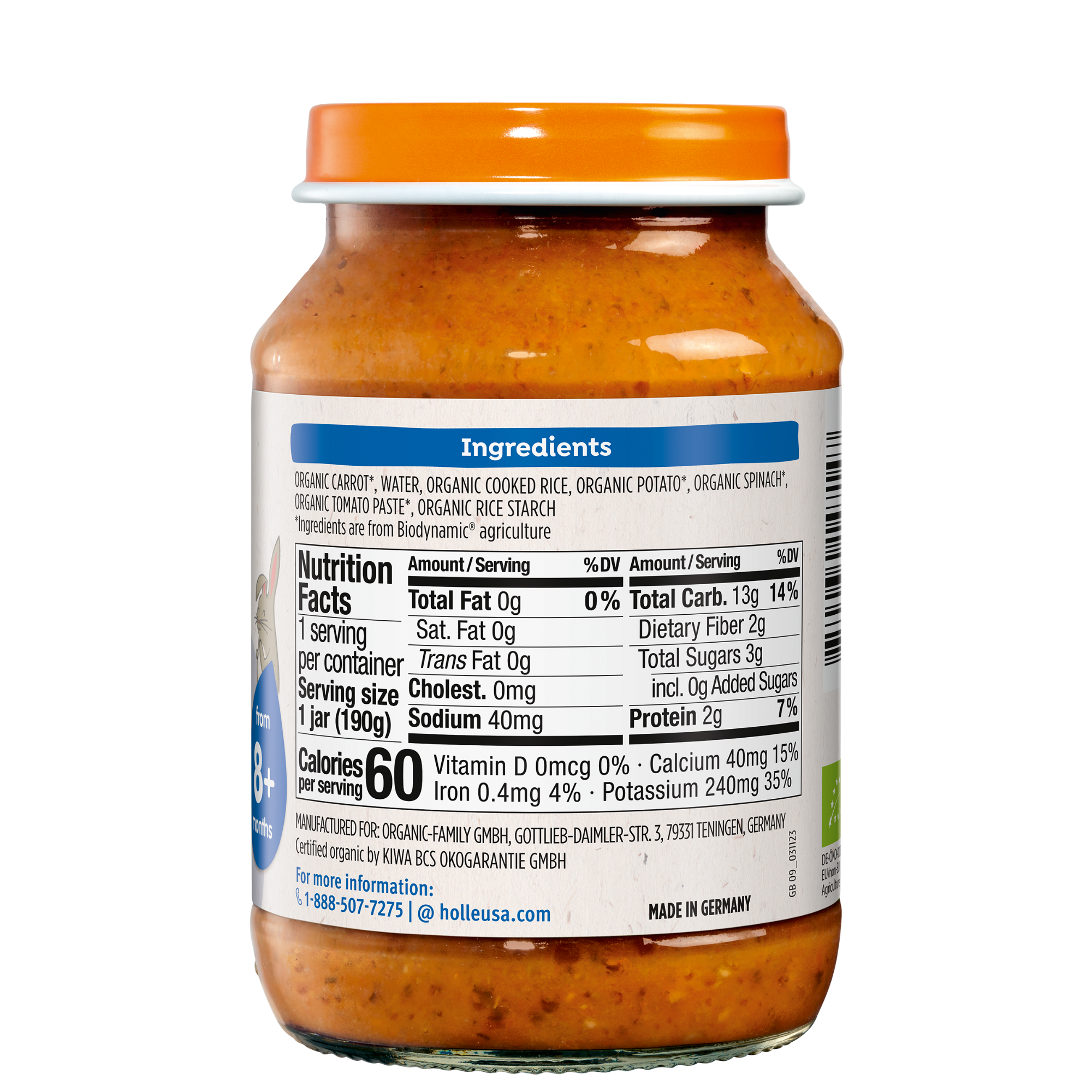 Holle Organic Baby Food Jar - Veggie Risotto - 6 Jars