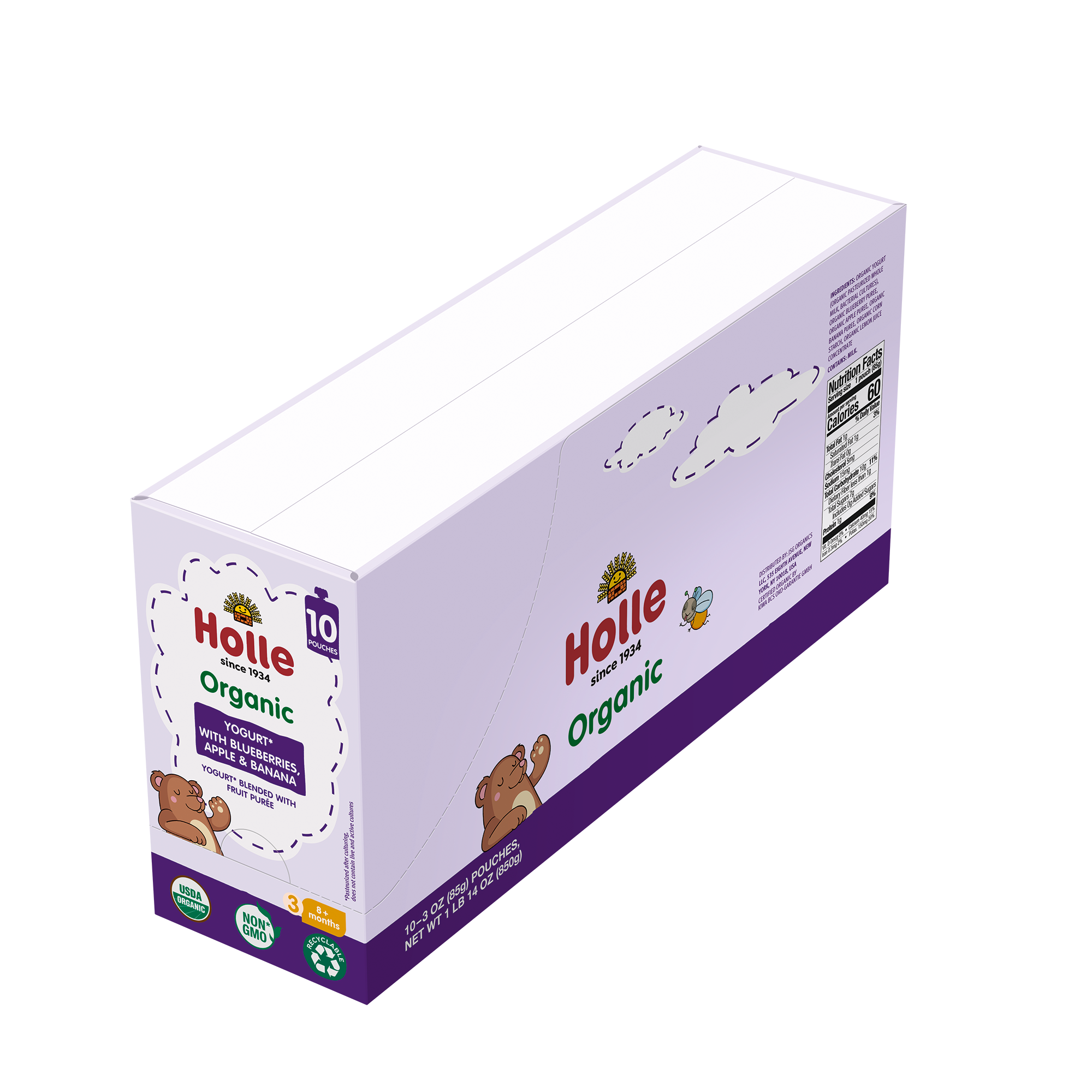 Holle Organic Yogurt Pouches - Blueberries, Apple & Banana