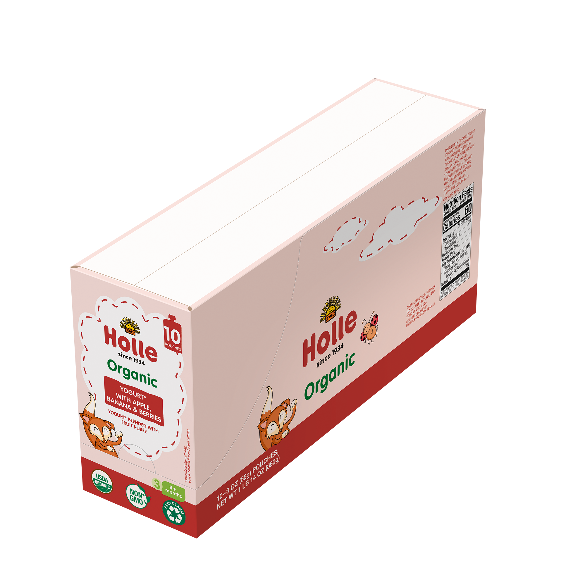 Holle Organic Yogurt Pouches - Apple, Banana & Berries