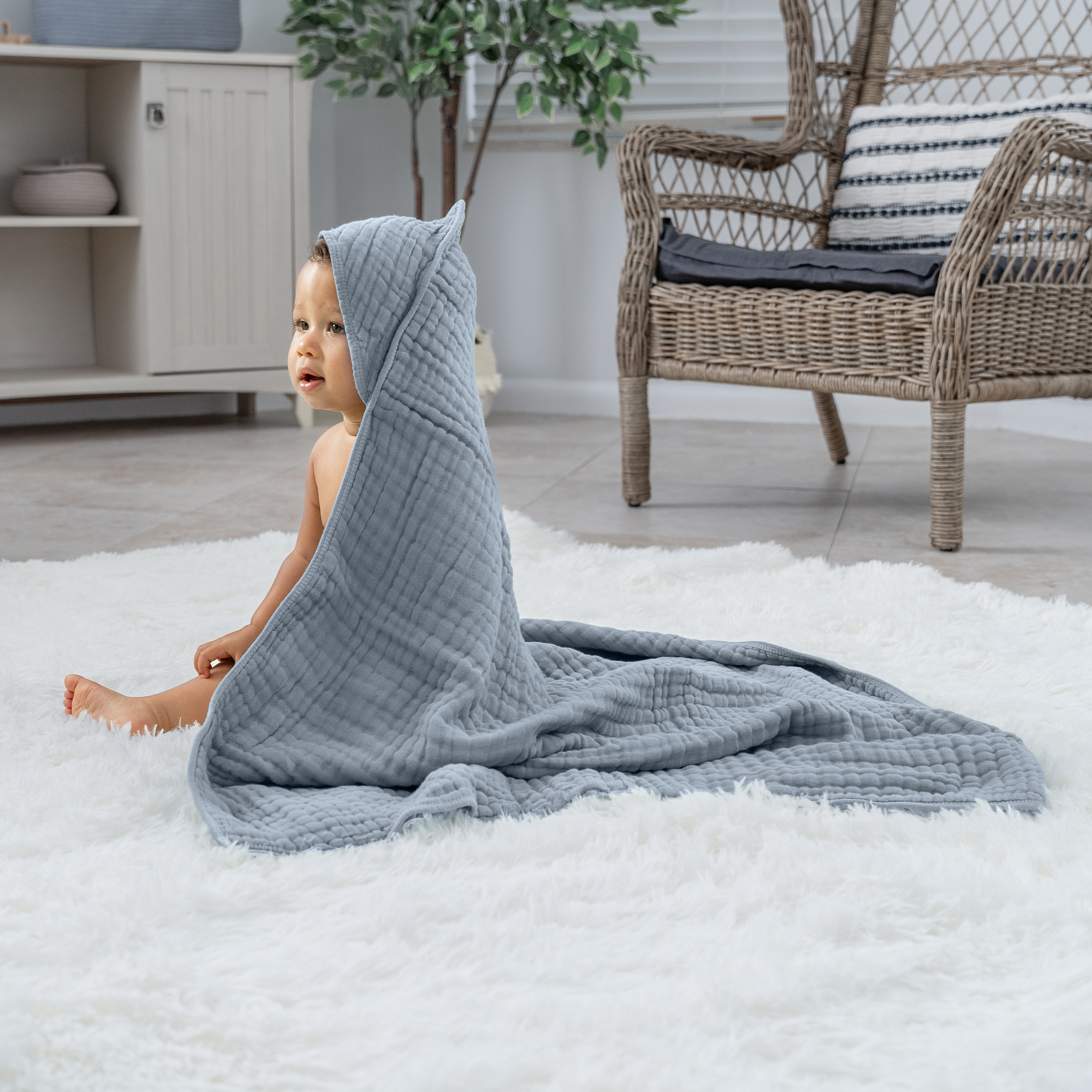 Baby Hooded Towels by Comfy Cubs - Pacific Blue