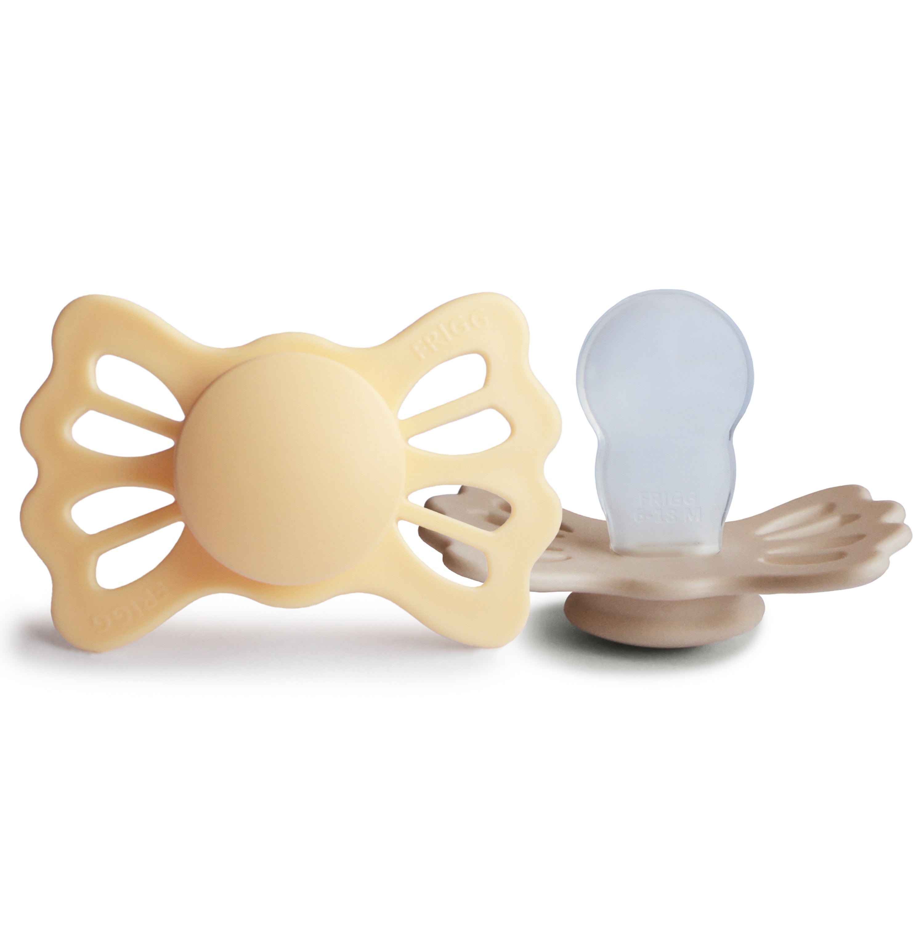 FRIGG Lucky Symmetrical Silicone Pacifier 2-Pack (6-18 Months) FRIGG PACIFIERS Mushie Pale Daffodil/Silky Satin  