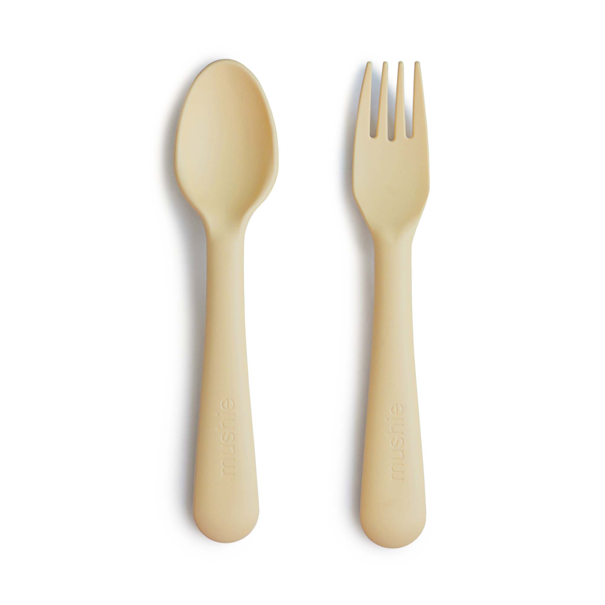 Dinnerware Fork and Spoon Set Dinnerware Mushie Pale Daffodil  