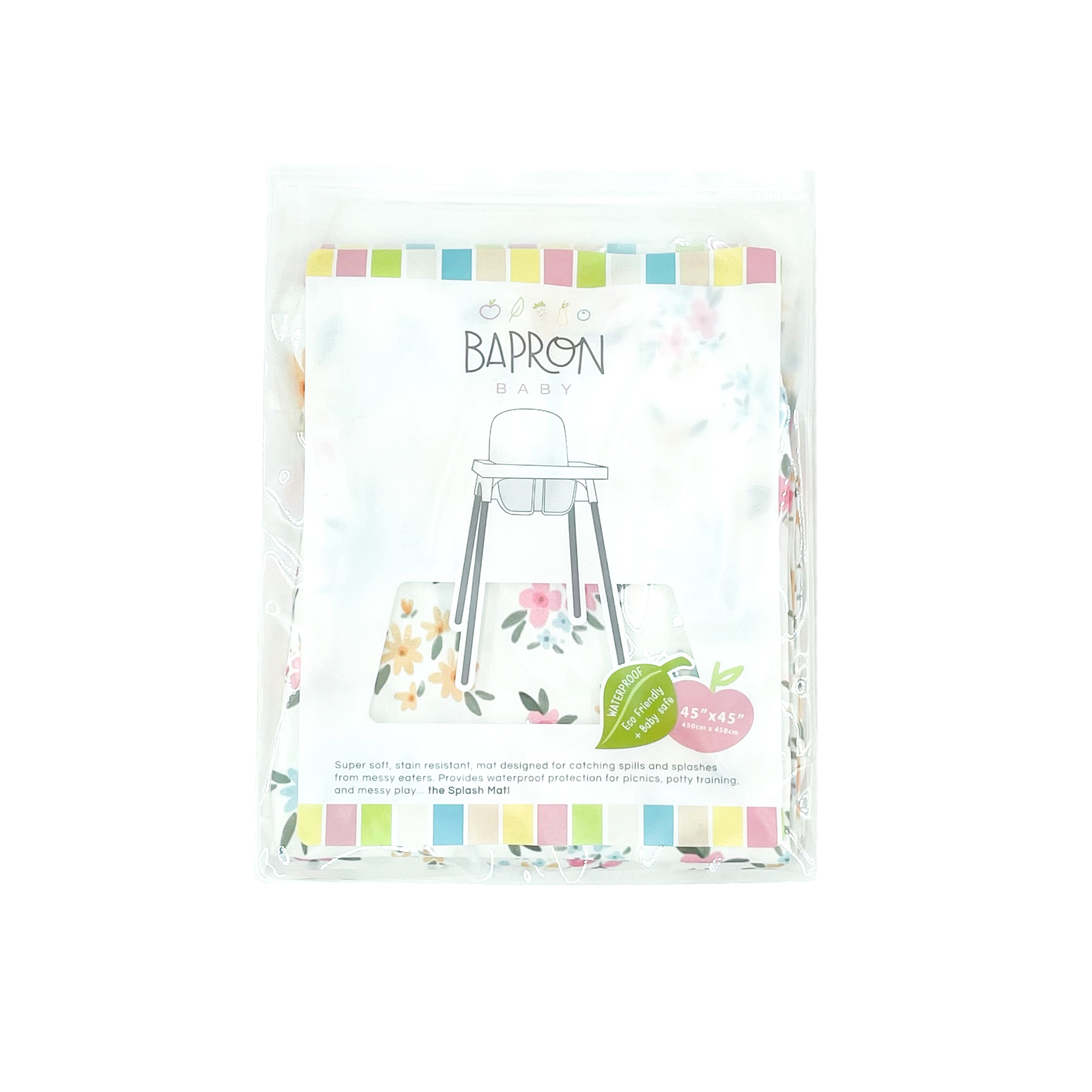 Pastel Floral Splash Mat - A Waterproof Catch-All for Highchair Spills and More!  BapronBaby   