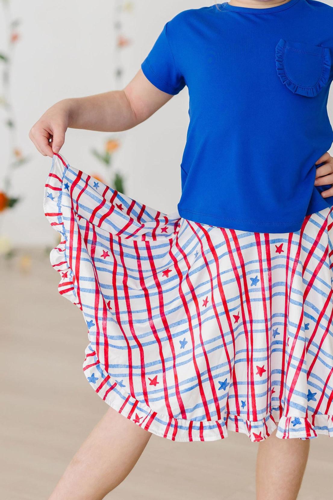 Patriotic Plaid Ruffle Twirl Skort