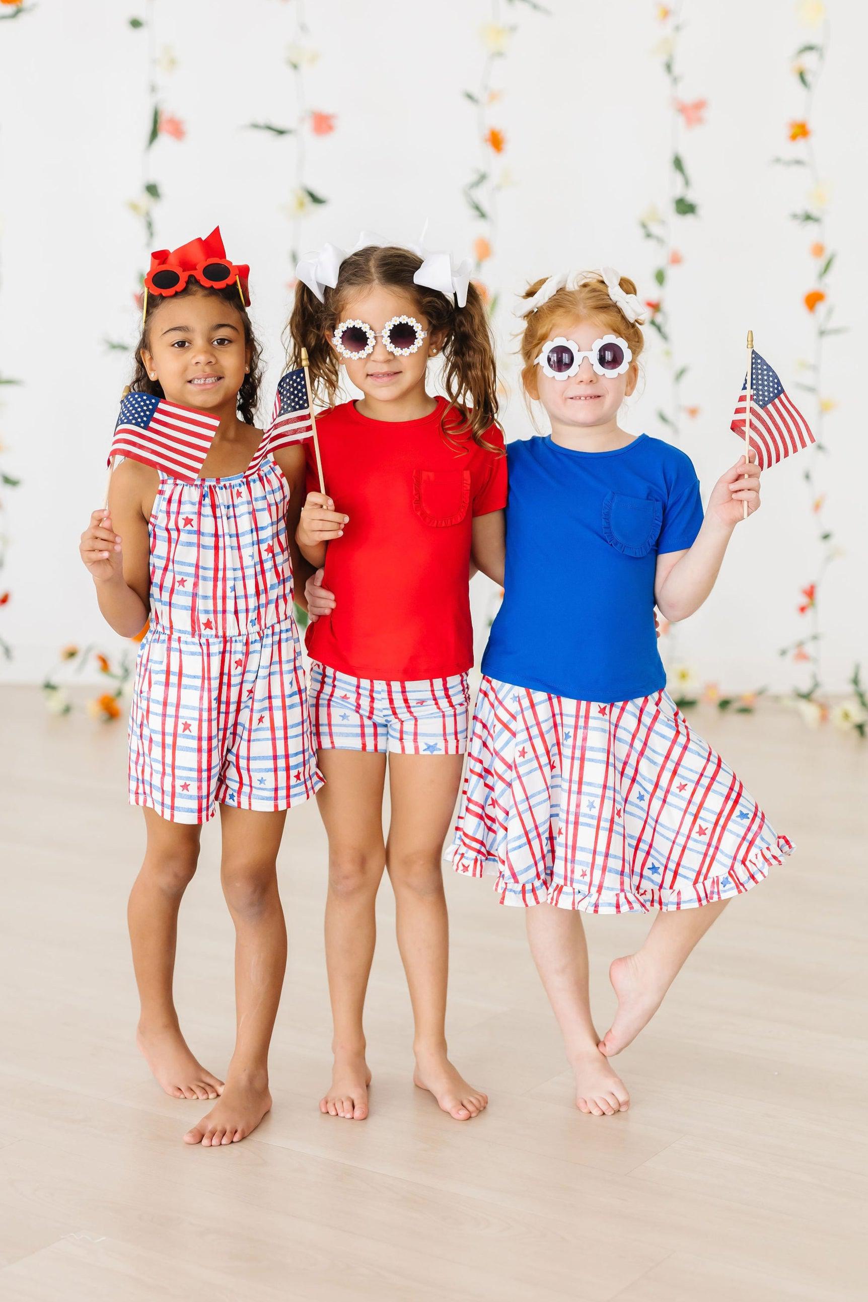 Patriotic Plaid Ruffle Twirl Skort