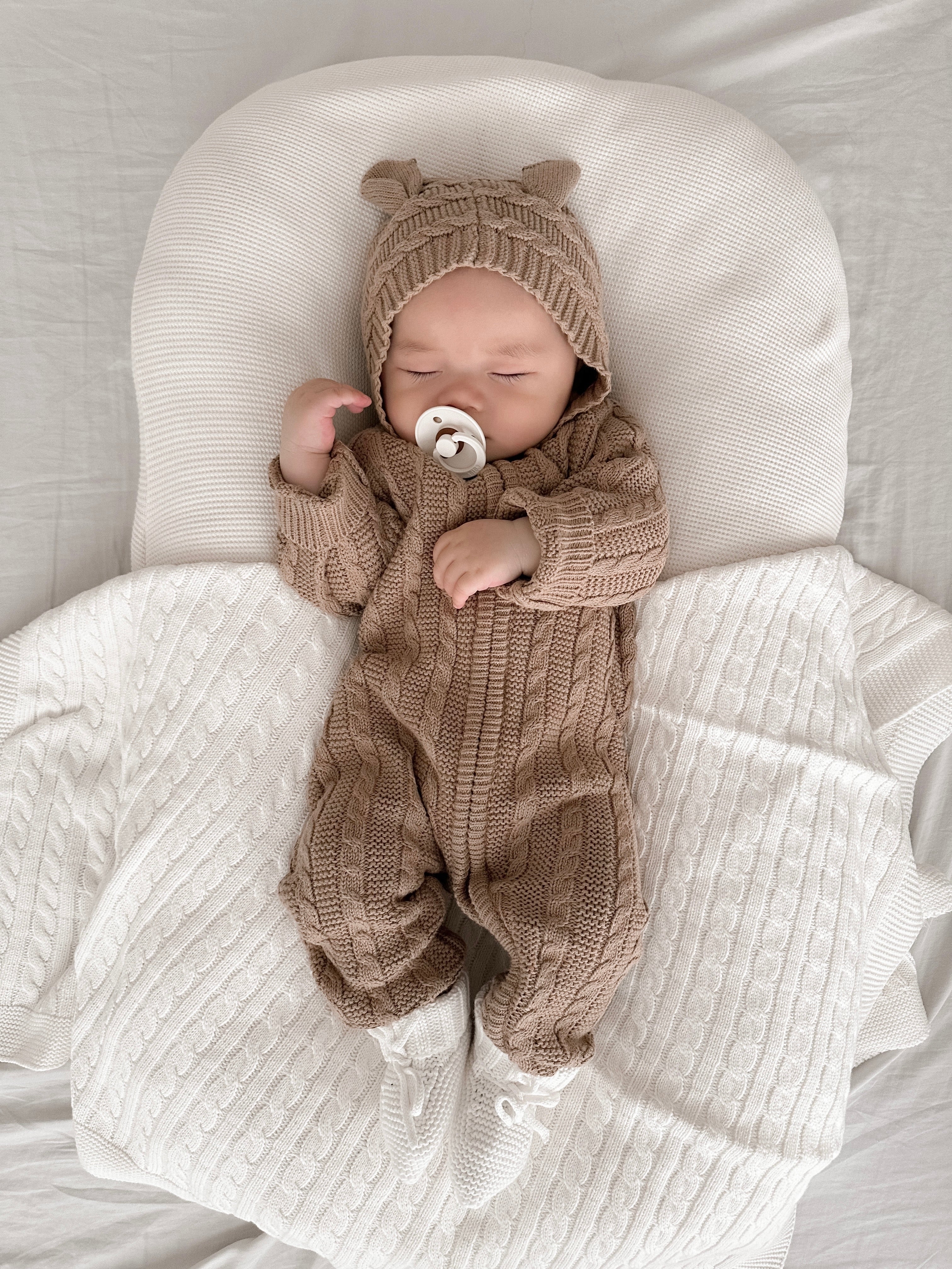 Luna + Luca Baby Bear Jumpsuit - Acorn