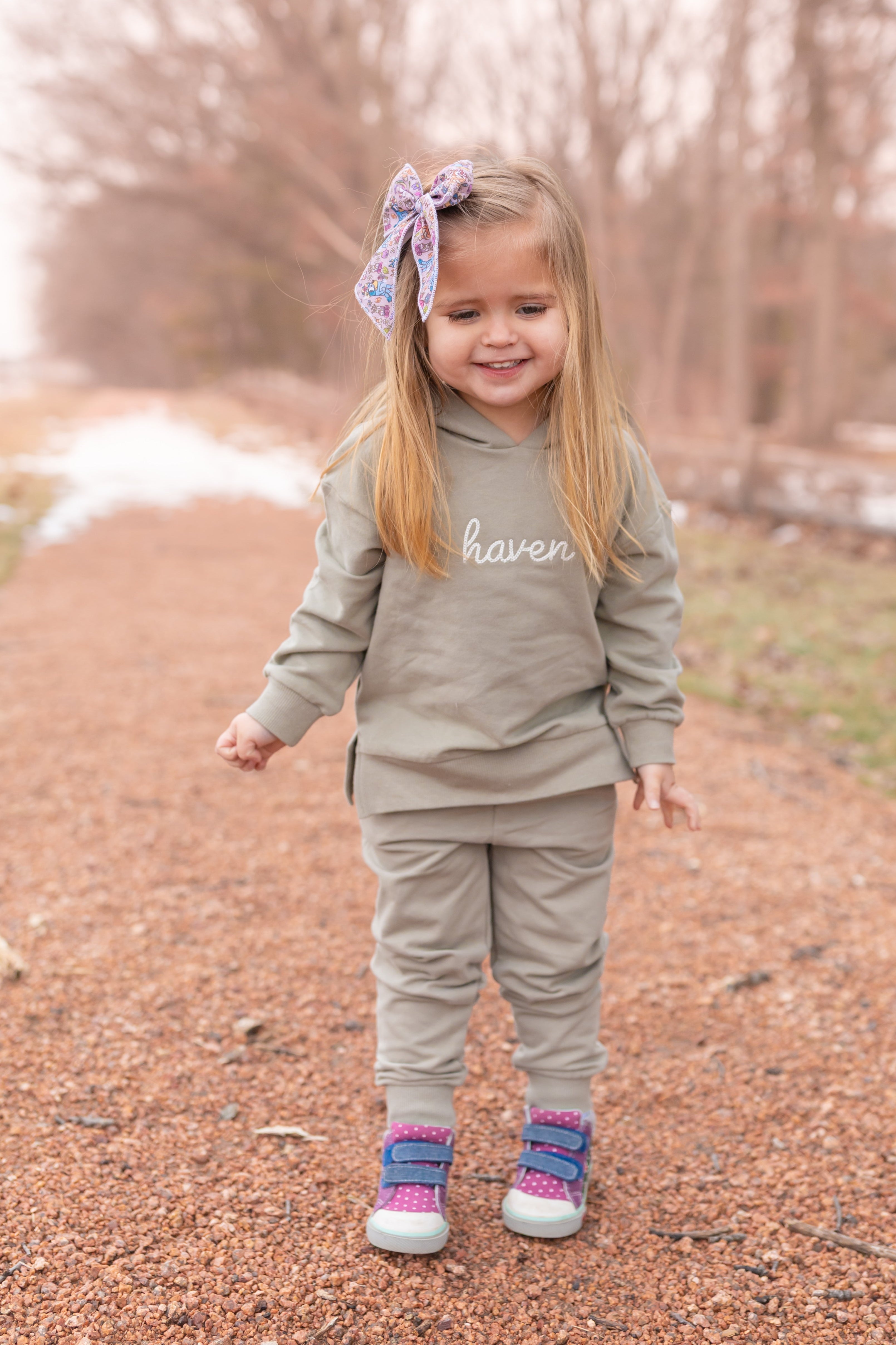 Custom Embroidered Organic Cotton Hoodie Jogger Set - Sage