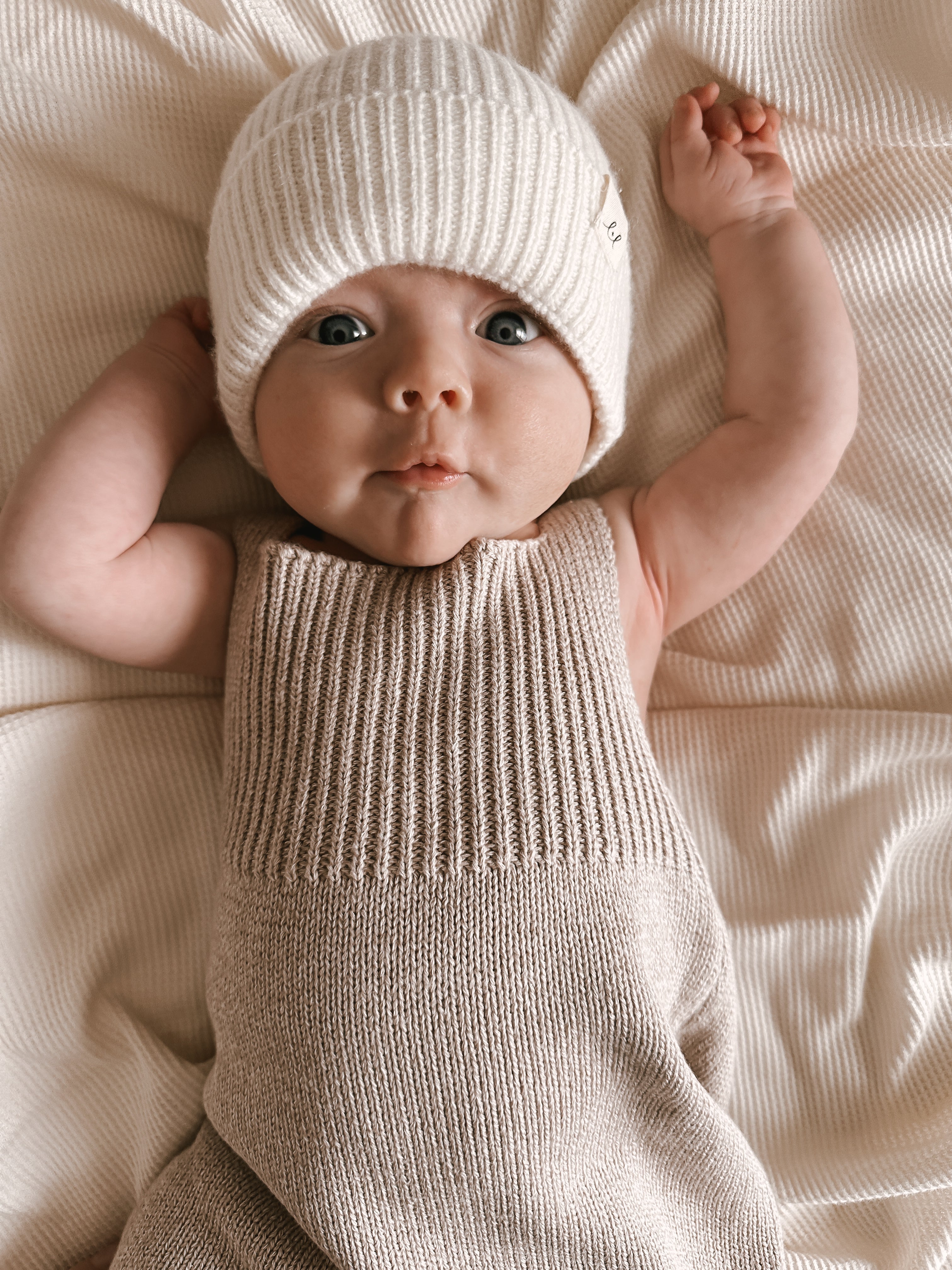 Luna + Luca Merino Wool Baby Beanie - Off-White