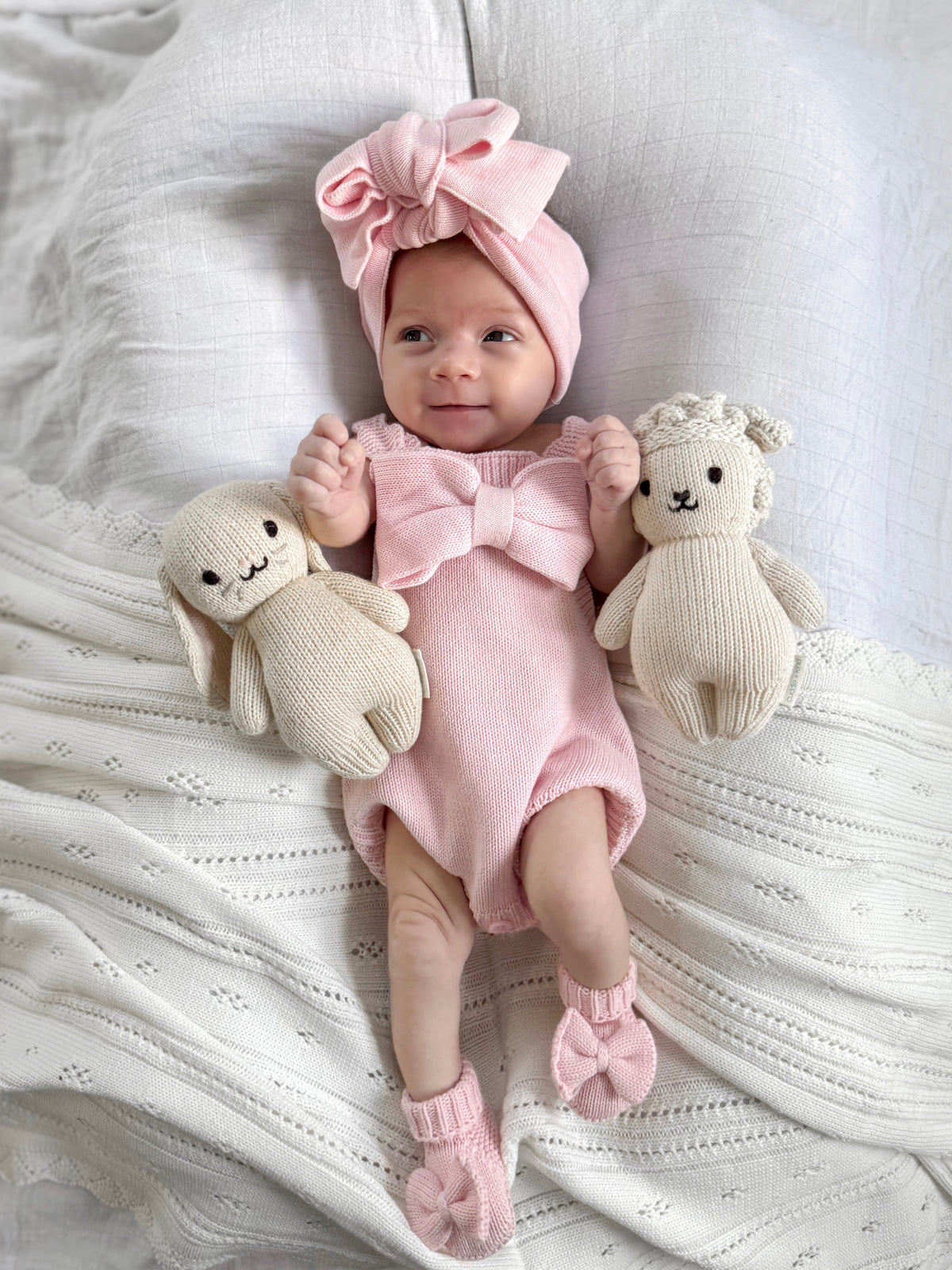 Oversized Bow Romper - Powder Pink
