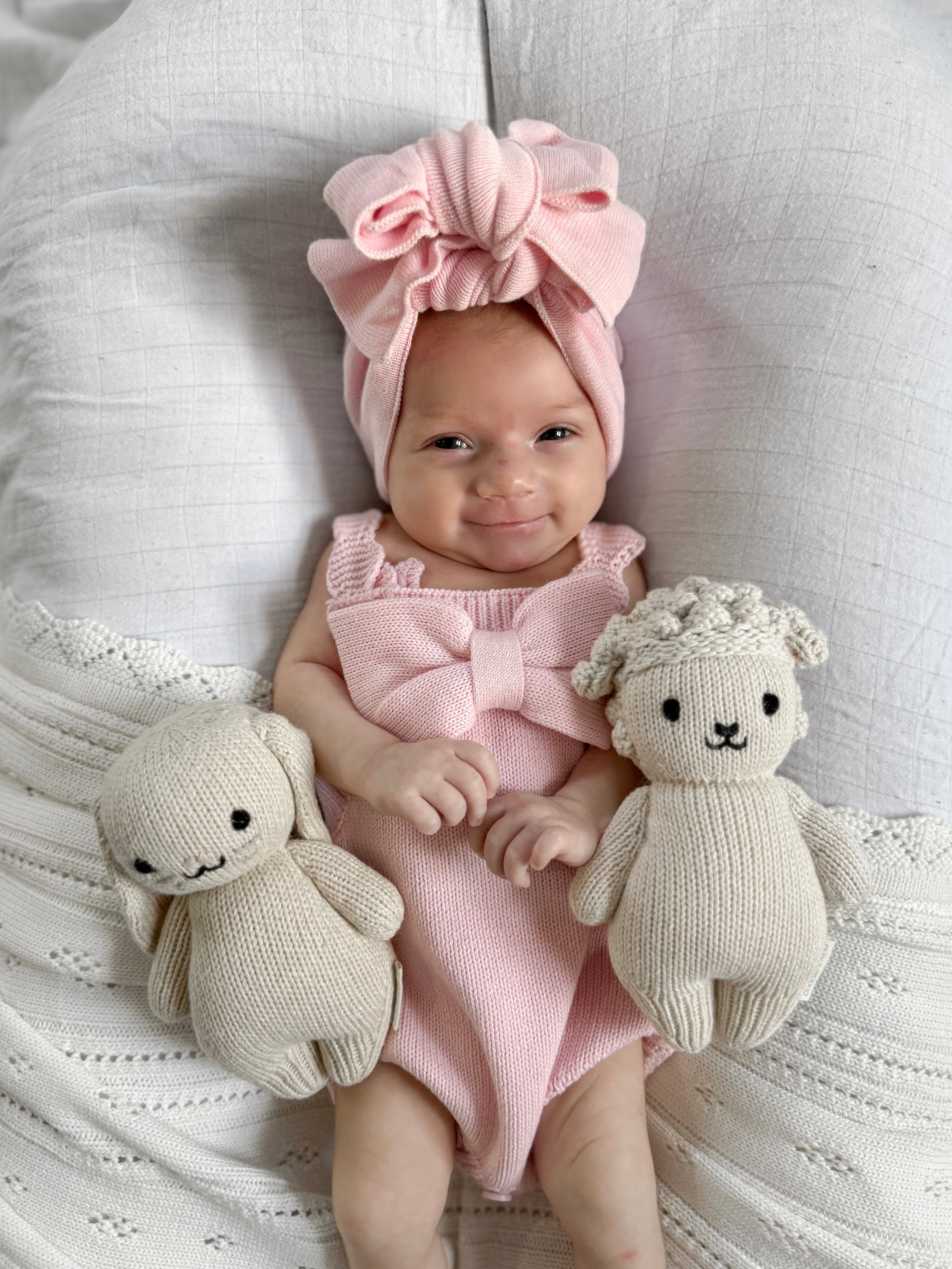 Oversized Bow Romper - Powder Pink