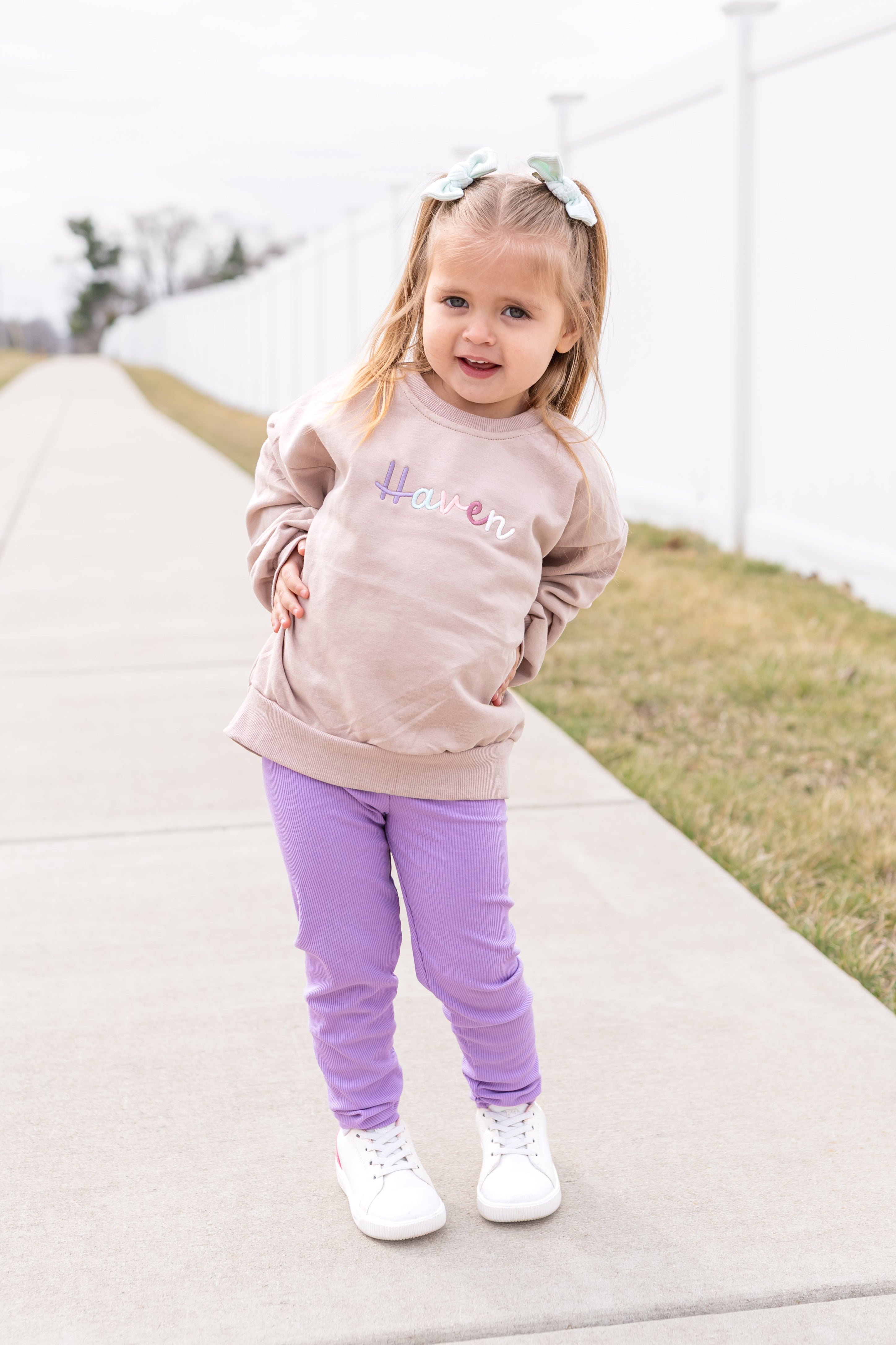 Custom Embroidered Crewneck, Hoodie or Sweatshirt Romper - Mauve