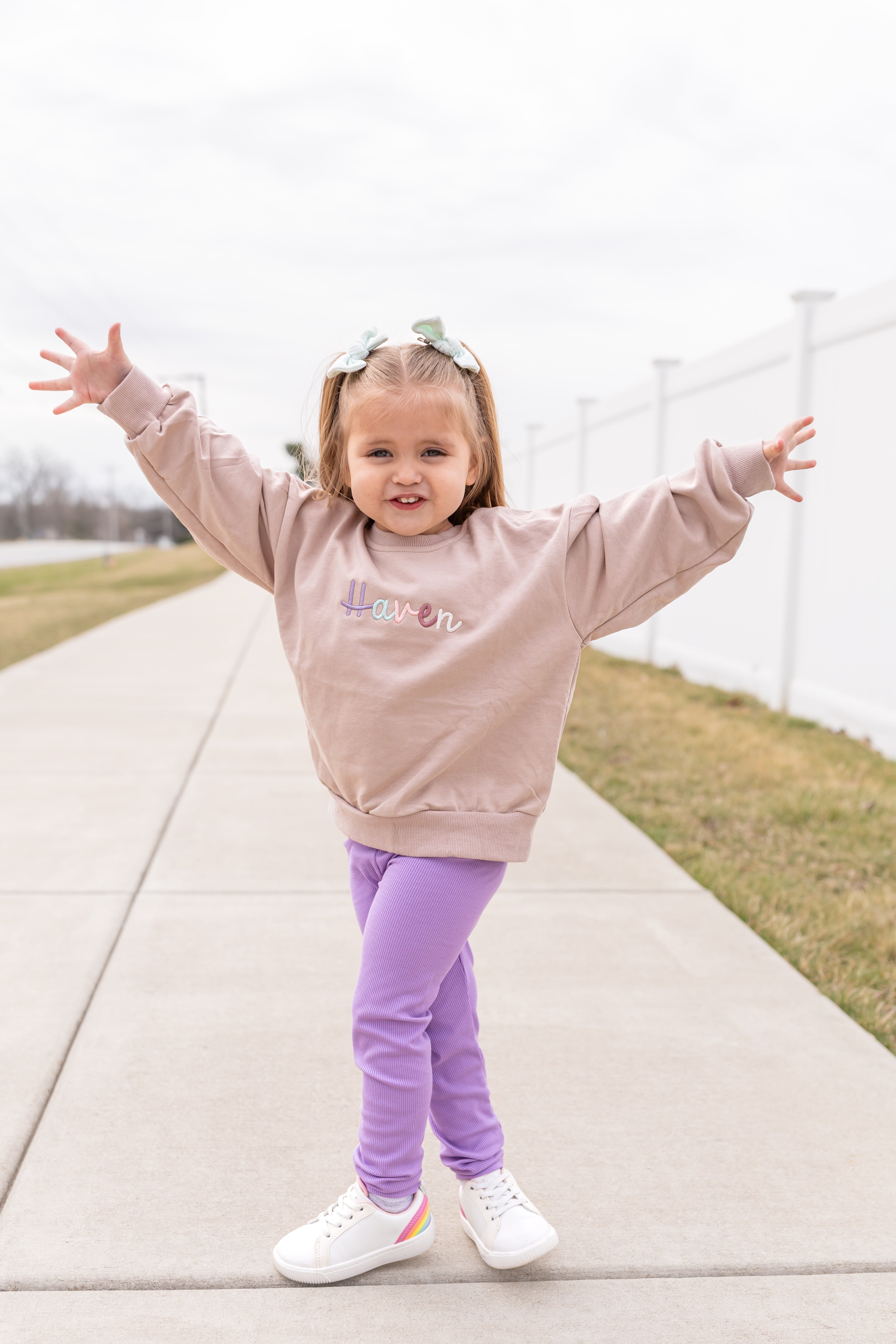 Custom Embroidered Crewneck, Hoodie or Sweatshirt Romper - Mauve