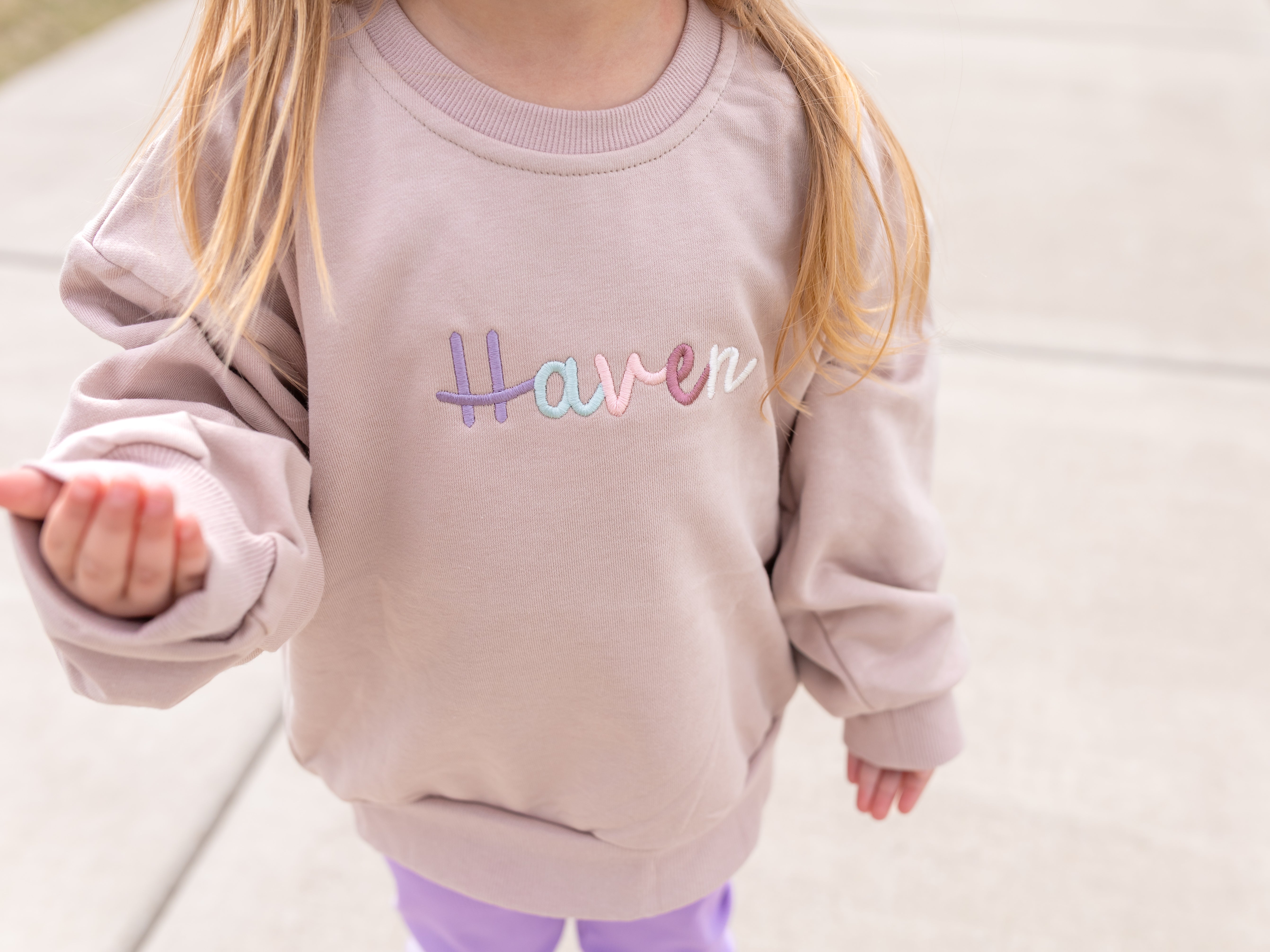 Custom Embroidered Crewneck, Hoodie or Sweatshirt Romper - Mauve
