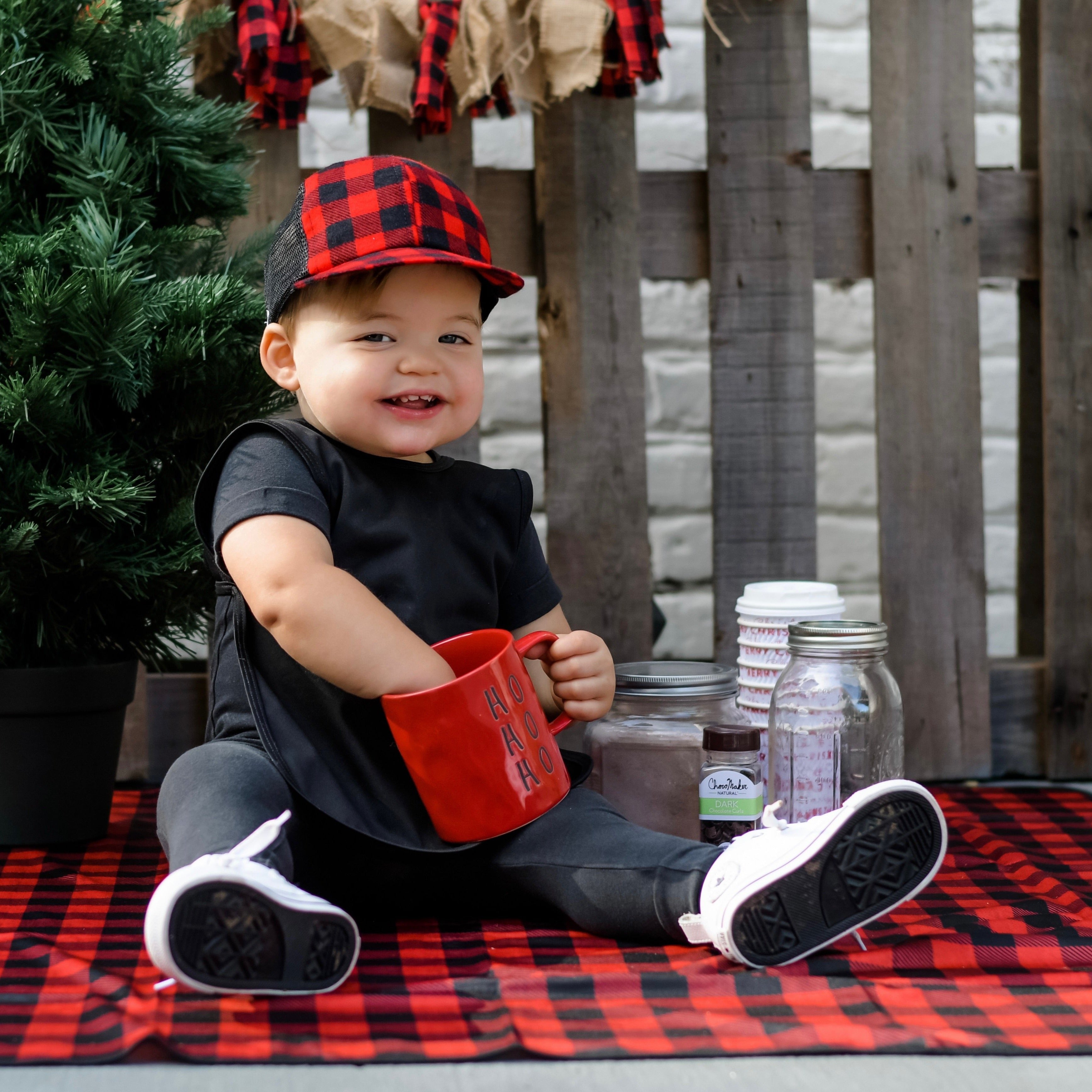 Red Buffalo Plaid Splash Mat - A Waterproof Catch-All for Highchair Spills and More!  BapronBaby   