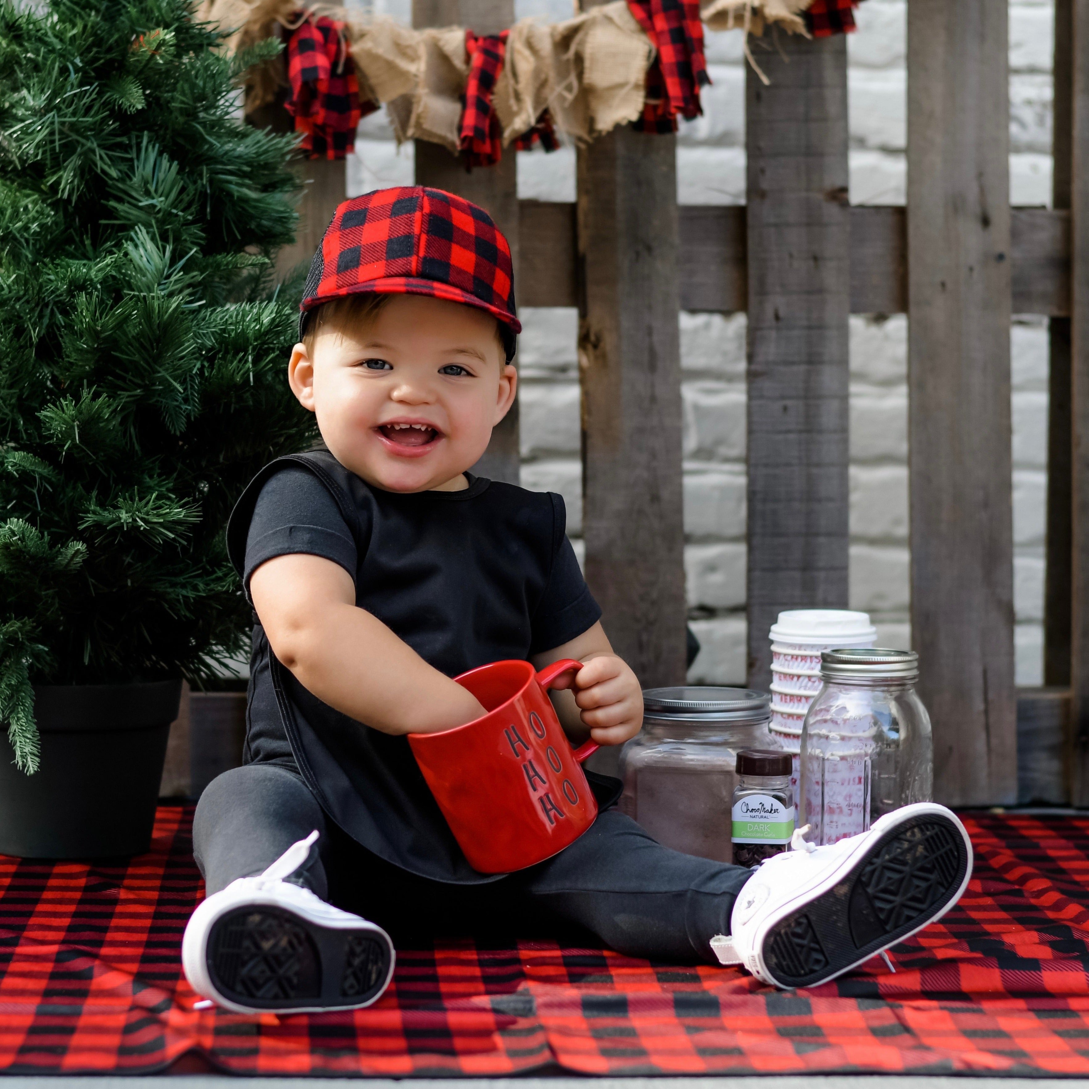 Red Buffalo Plaid Splash Mat - A Waterproof Catch-All for Highchair Spills and More!  BapronBaby   