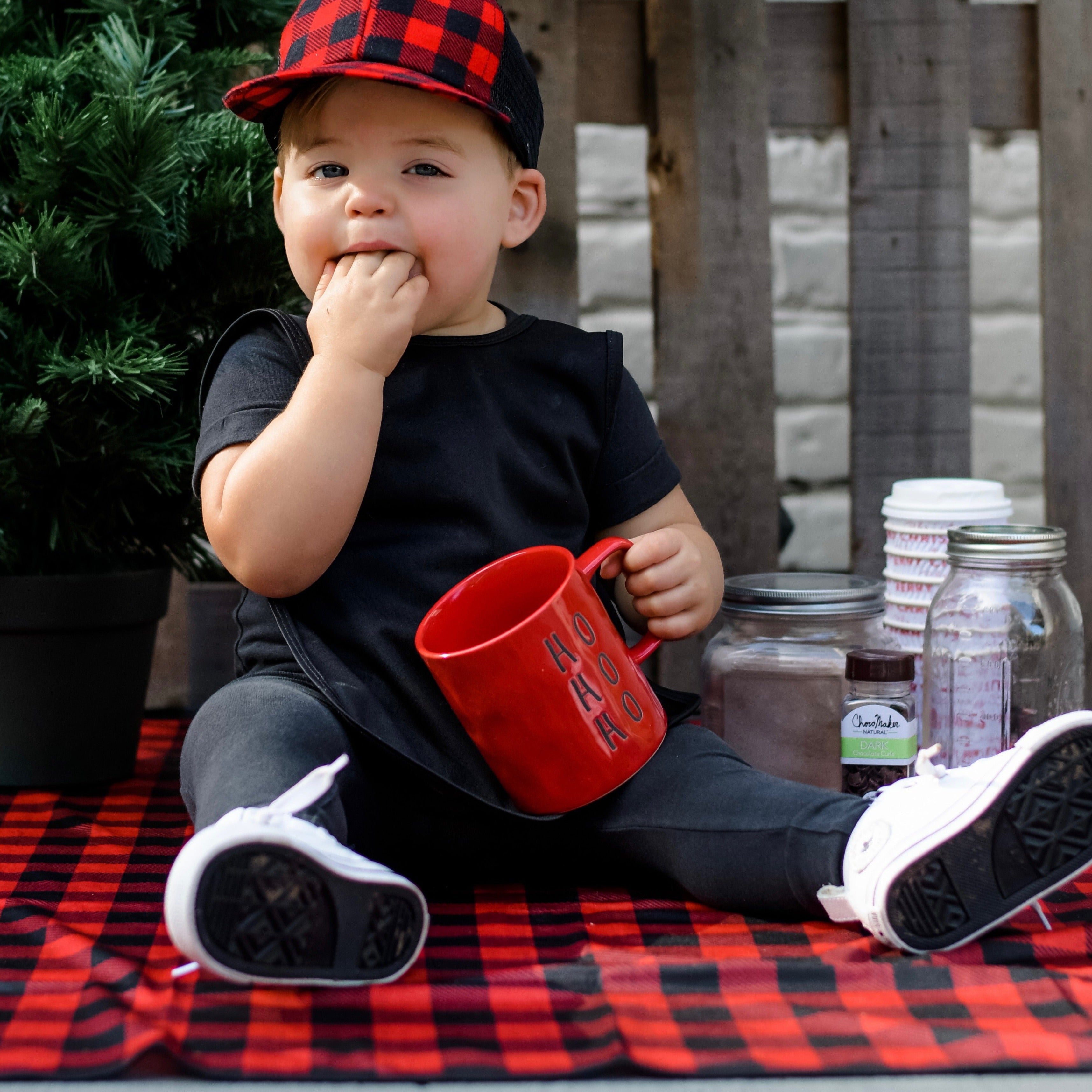 Red Buffalo Plaid Splash Mat - A Waterproof Catch-All for Highchair Spills and More!  BapronBaby   