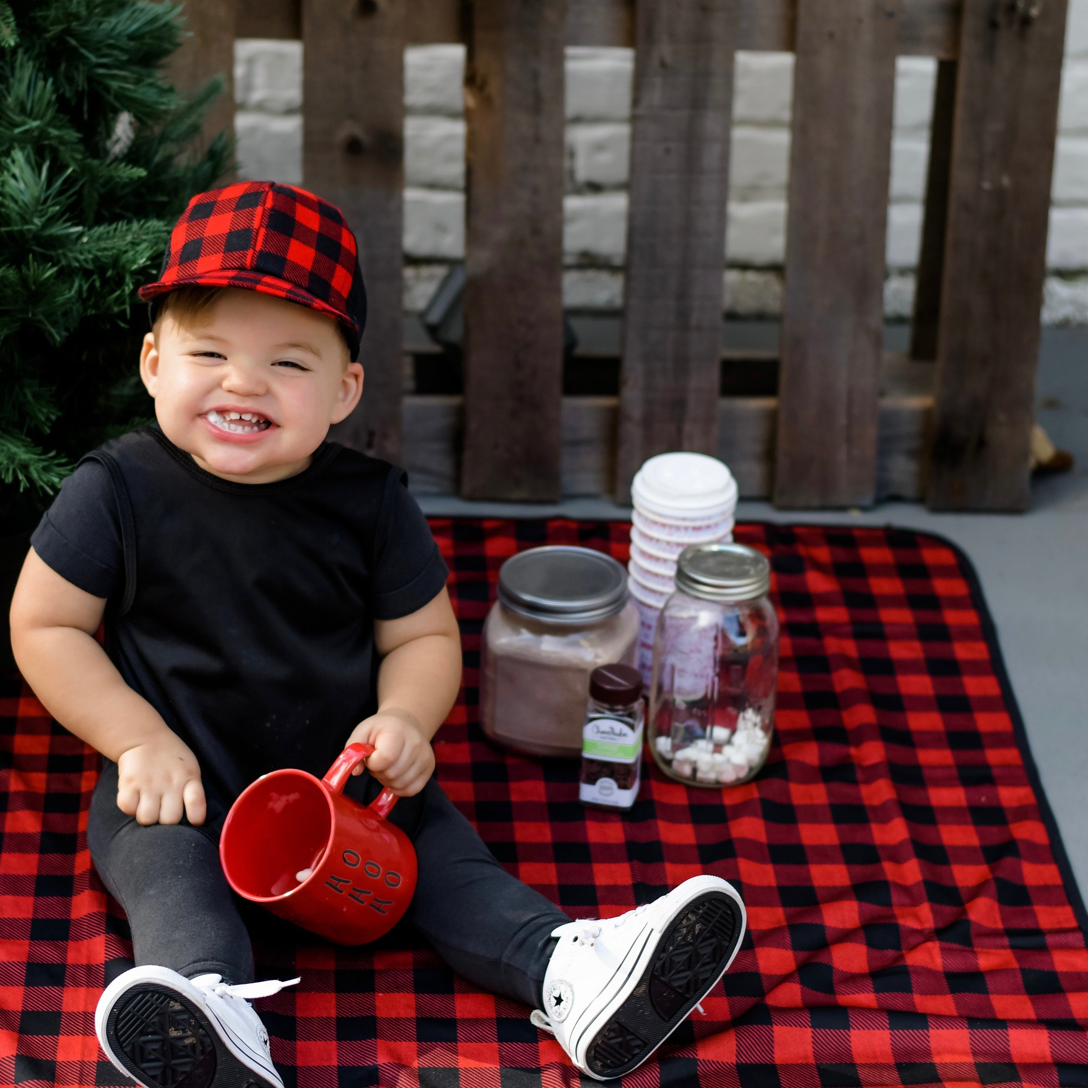 Red Buffalo Plaid Splash Mat - A Waterproof Catch-All for Highchair Spills and More!  BapronBaby   