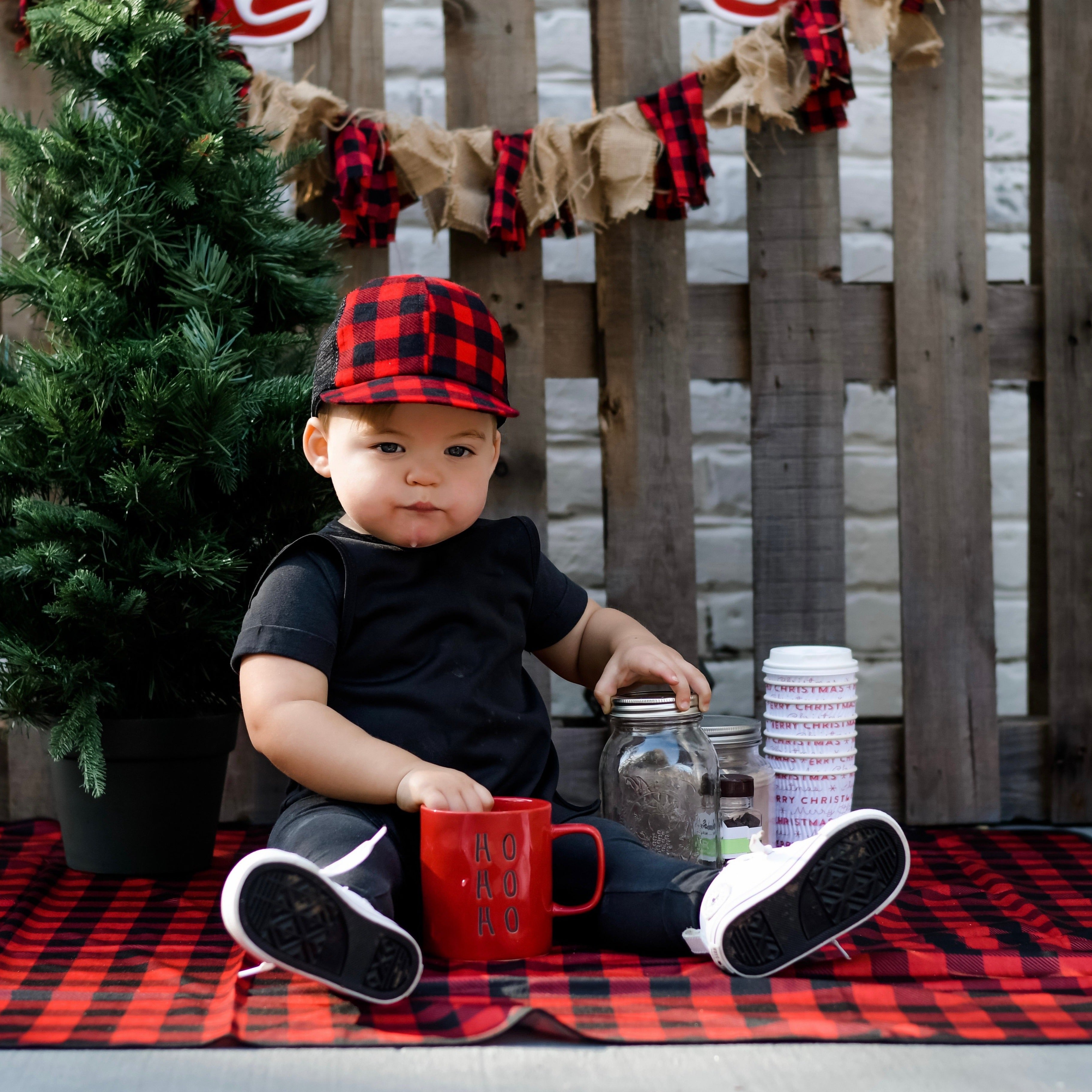 Red Buffalo Plaid Splash Mat - A Waterproof Catch-All for Highchair Spills and More!  BapronBaby   