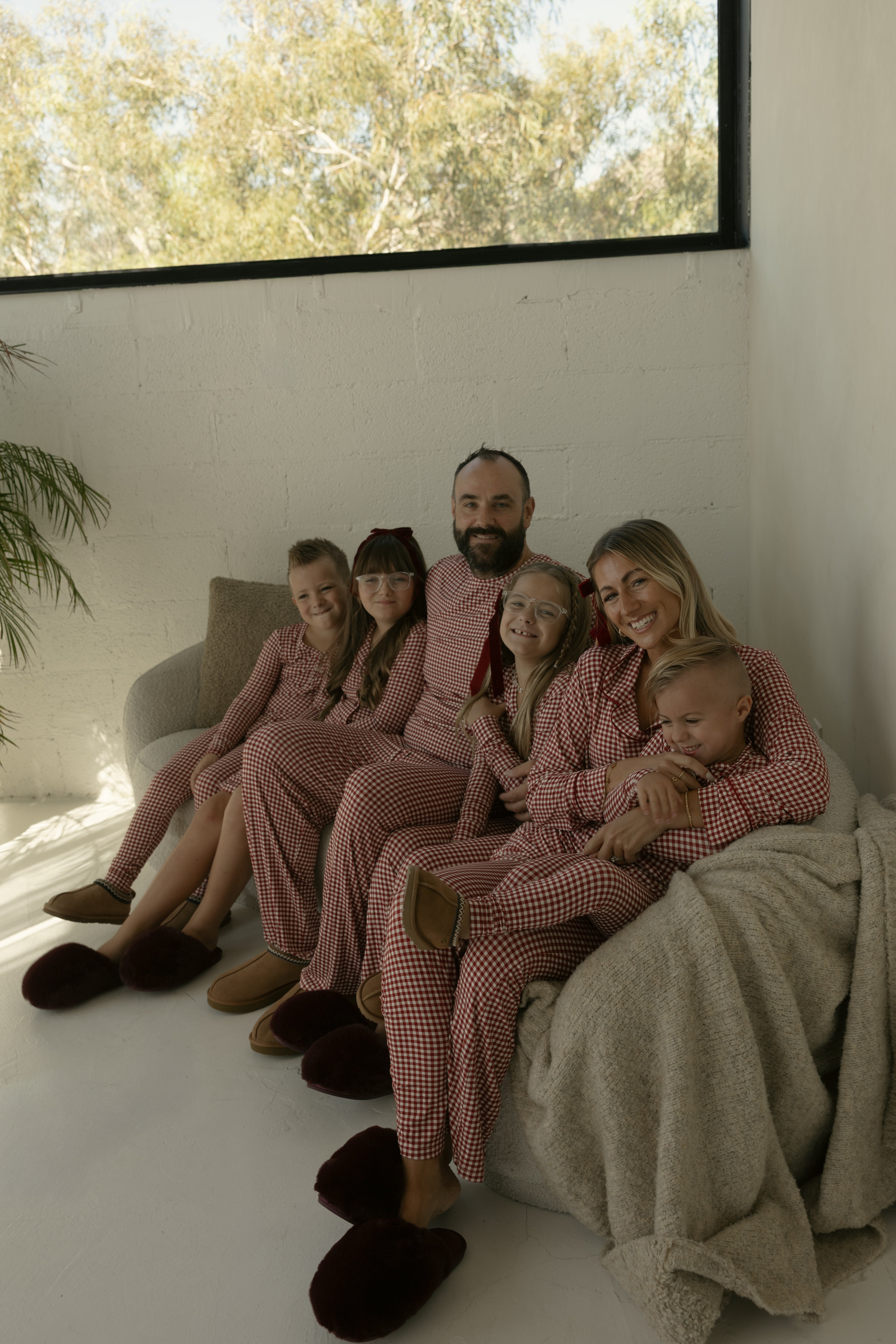 Women's Bamboo Button Up Lounge Set | Red Gingham