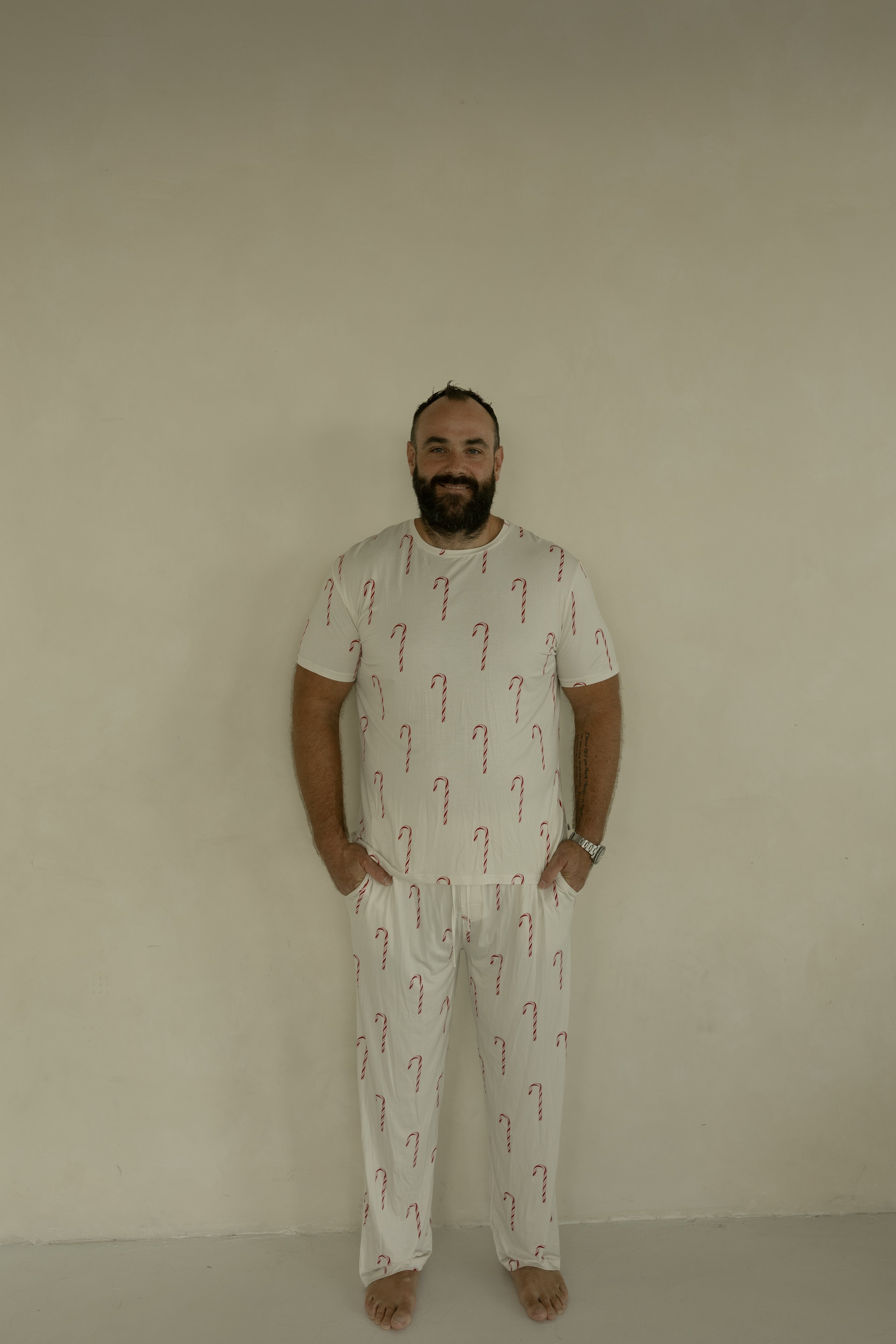 Men's Short Sleeve Bamboo Pajamas | Candy Cane